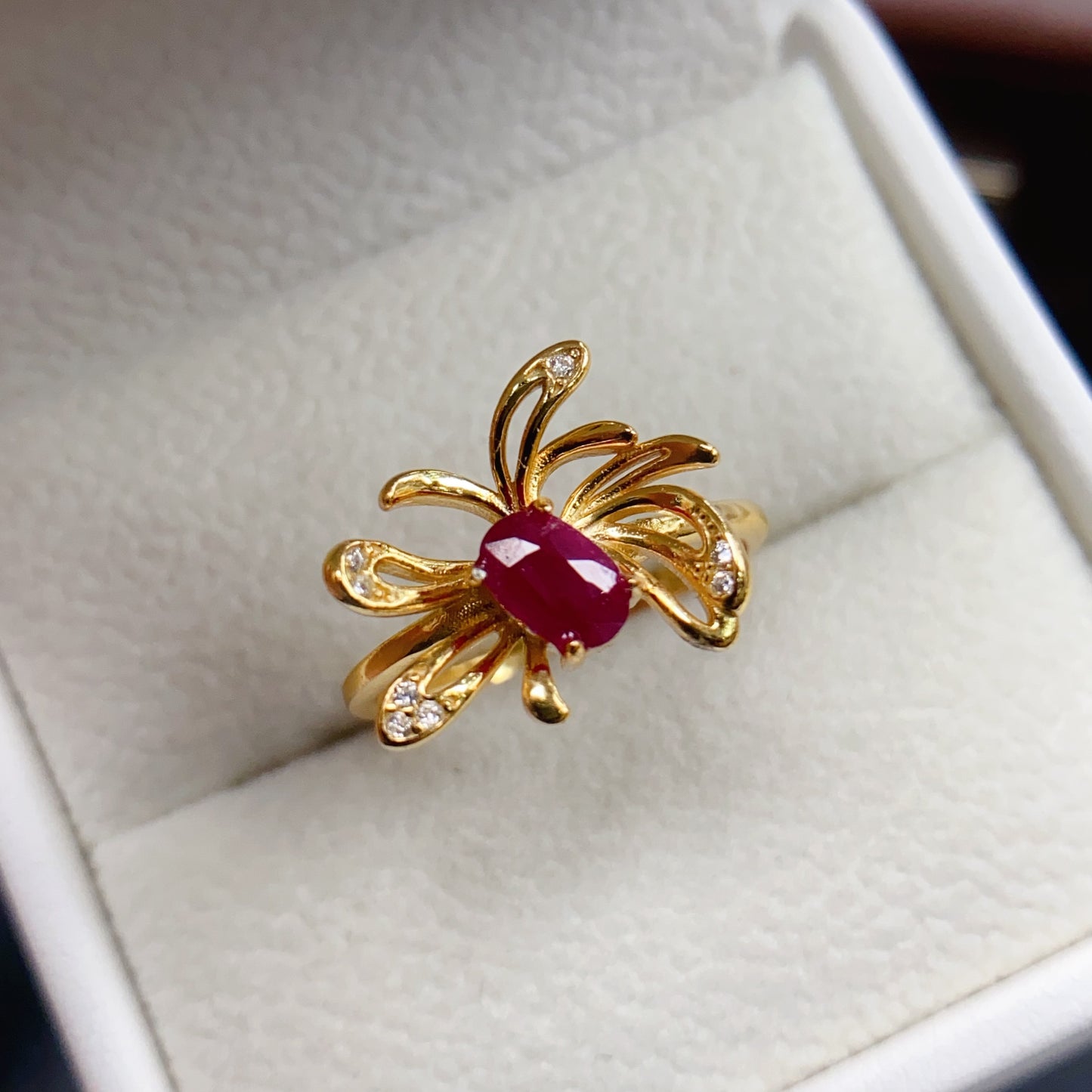 Natural Ruby Ring Adjustable Spider Design Dark Gothic🔴High Quality Pigeon Blood Ruby 925 Silver Statement Jewelry Gift