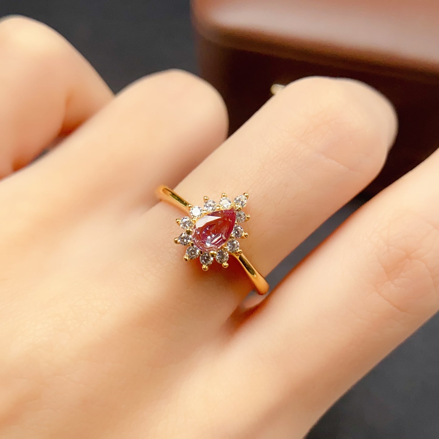 Alexandrite Ring Adjustable Pear Cut Two Stones👑Rare Color Change Gem Super Sparkle S925 Silver Minimalist Gift