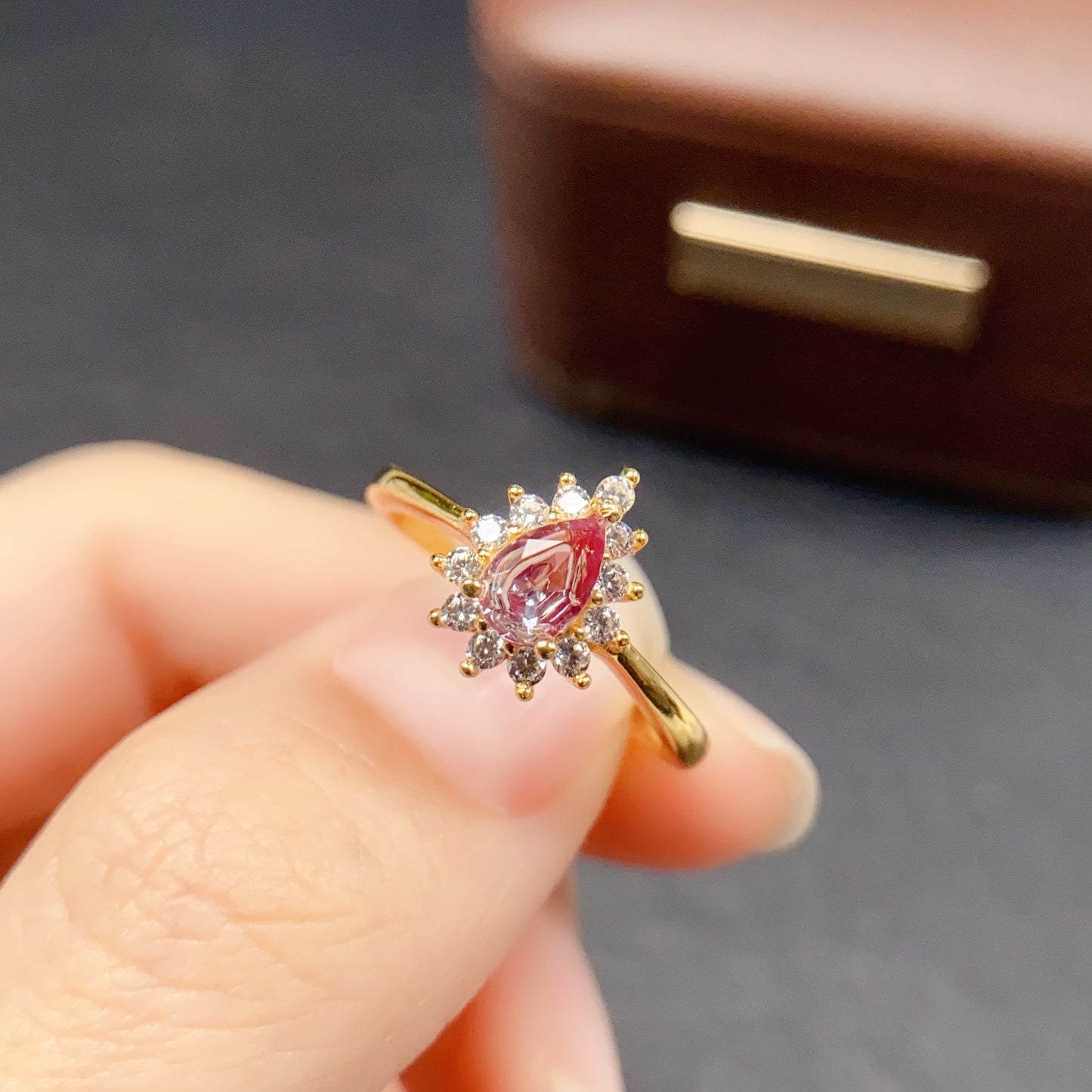 Alexandrite Ring Adjustable Pear Cut Two Stones👑Rare Color Change Gem Super Sparkle S925 Silver Minimalist Gift