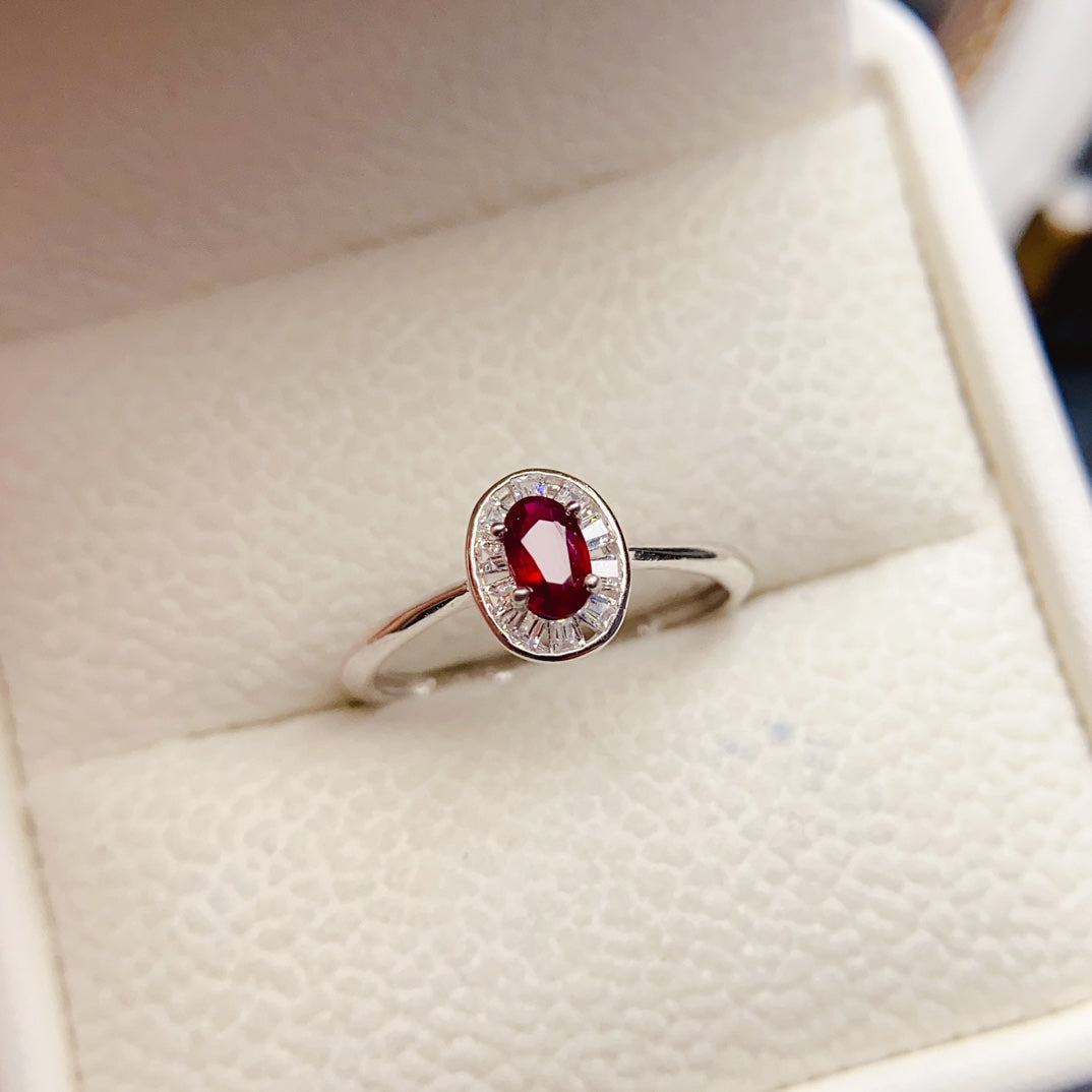 Natural Ruby Ring Adjustable Simple Design🔥High Clarity Pigeon Blood Red S925 Silver Love Stone Birthday Gift