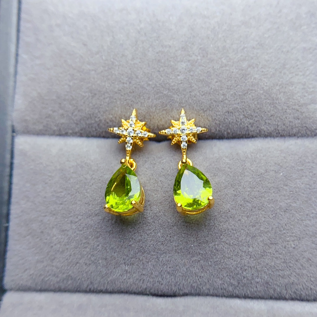 Natural Peridot Drop Earrings 6*8mm🔥Fresh High Clarity Green S925 Silver August Birthstone Gift