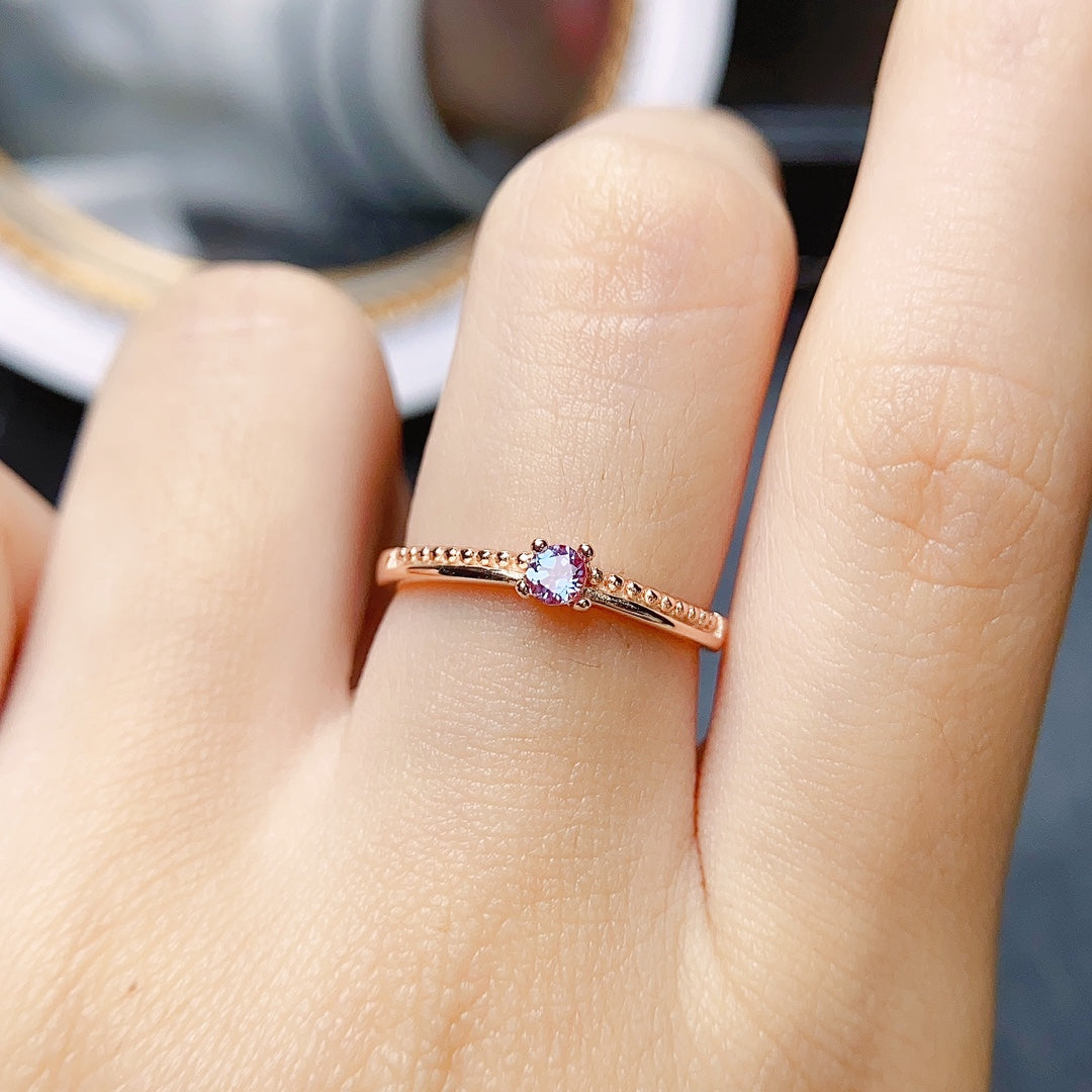 Alexandrite Ring Adjustable 3*3mm💫Simple Fashion S925 Silver Color Change Gem Minimalist Gift