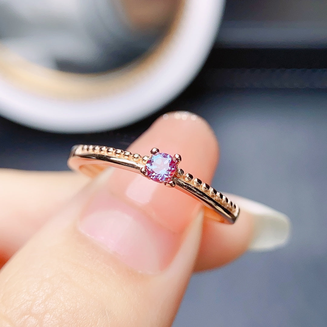 Alexandrite Ring Adjustable 3*3mm💫Simple Fashion S925 Silver Color Change Gem Minimalist Gift