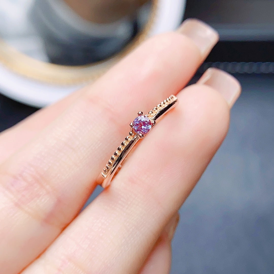 Alexandrite Ring Adjustable 3*3mm💫Simple Fashion S925 Silver Color Change Gem Minimalist Gift