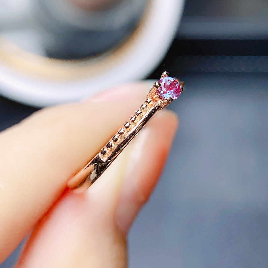 Alexandrite Ring Adjustable 3*3mm💫Simple Fashion S925 Silver Color Change Gem Minimalist Gift