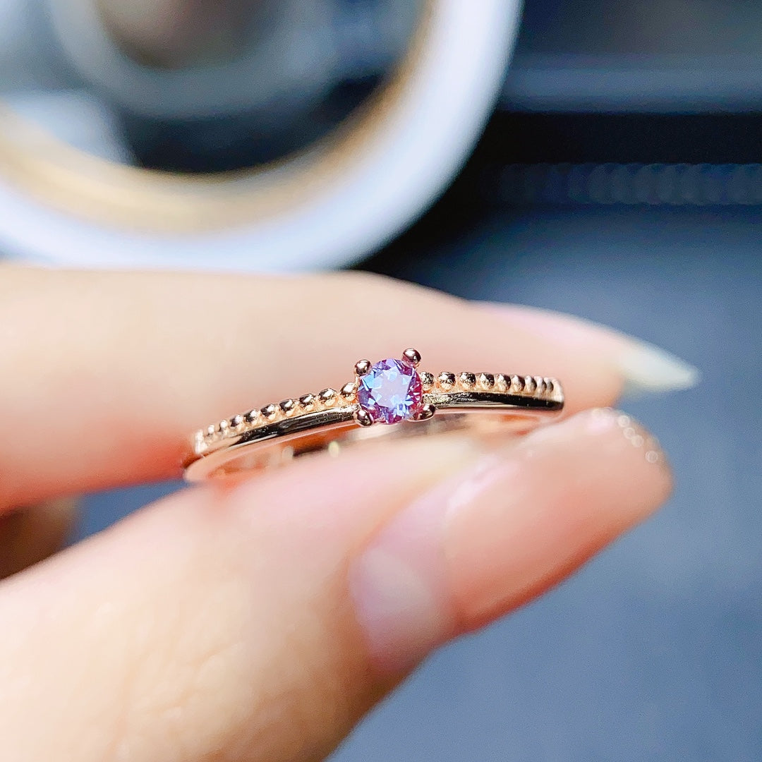 Alexandrite Ring Adjustable 3*3mm💫Simple Fashion S925 Silver Color Change Gem Minimalist Gift