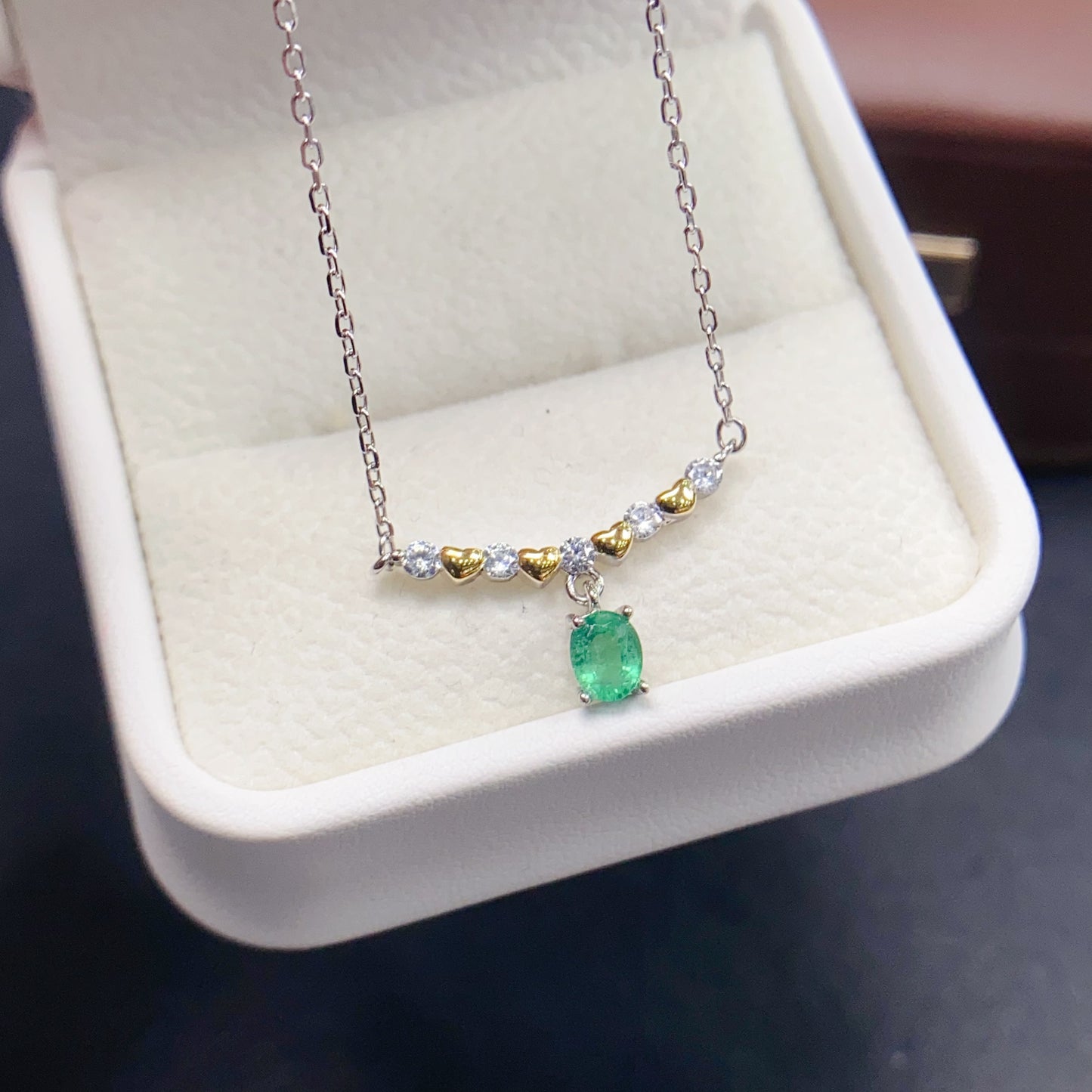 Natural Emerald Necklace Simple Elegant🔥4*5mm S925 Silver May Birthstone Happiness Jewelry Gift
