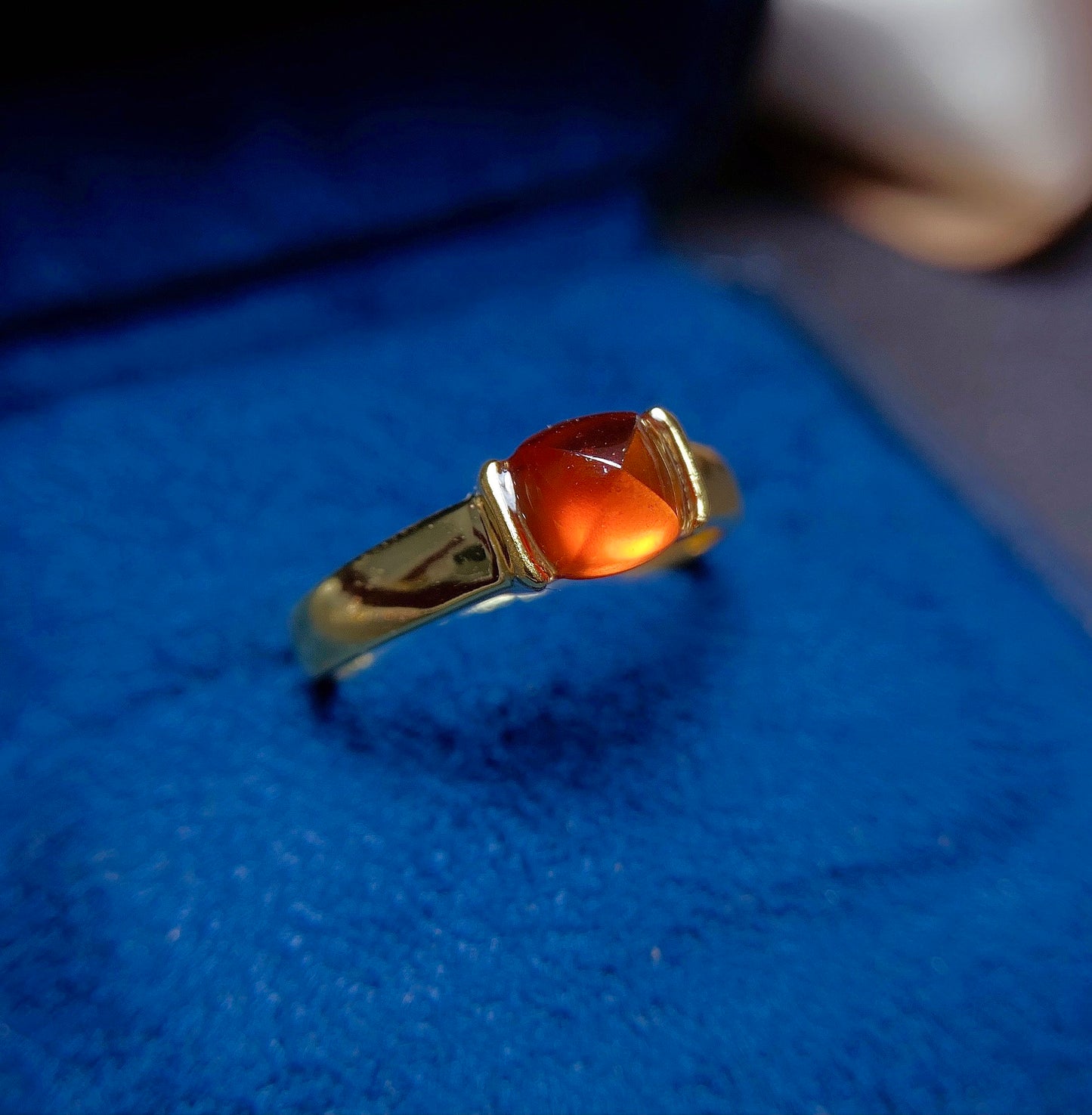 Natural Fanta Garnet Sugar Loaf Cut Adjustable Ring 6*6mm Gold Setting Simple Design Full Clean High Clarity Vibrant Fanta Color S925 Silver Setting Light Luxury Minimalist Ins Style Gift