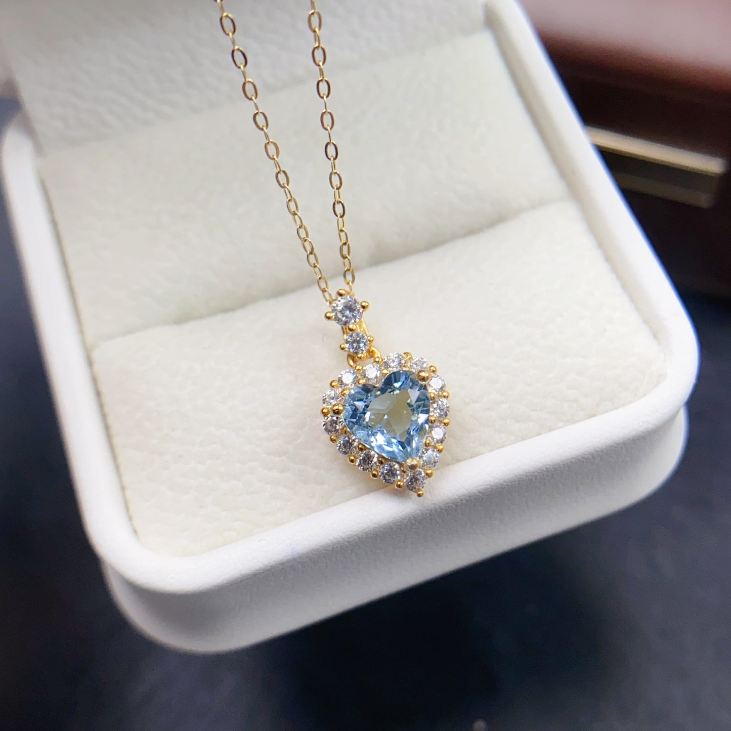 Natural Aquamarine Heart Pendant 7*7mm High Clarity Full Fire Fresh Ocean Color S925 Silver Setting Simple Light Luxury Versatile Choker Necklace Ins Style Gift