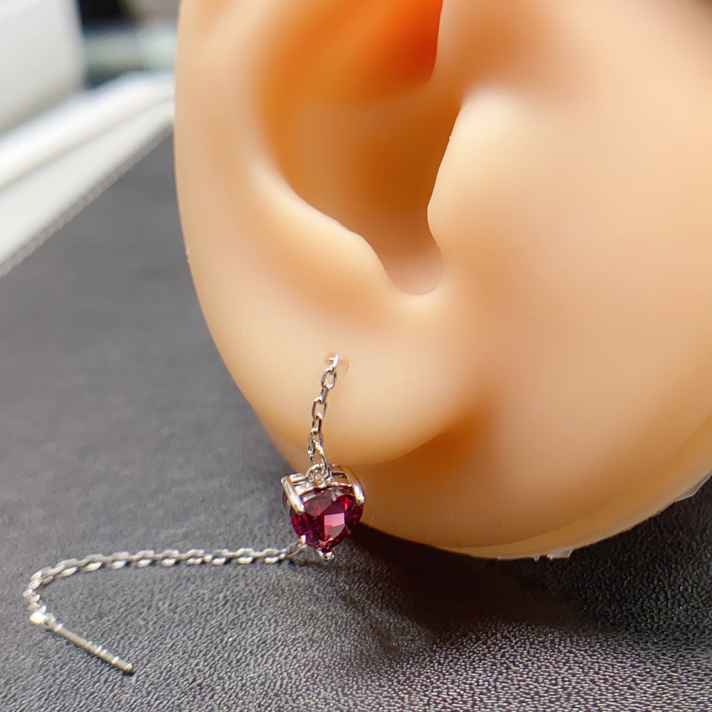 Natural Magnesite Garnet Earrings Ear Drop 6*6mm High Clarity Full Fire Bright Green S925 Silver Setting 2-in-1 Light Luxury Design Versatile Ins Style Gift