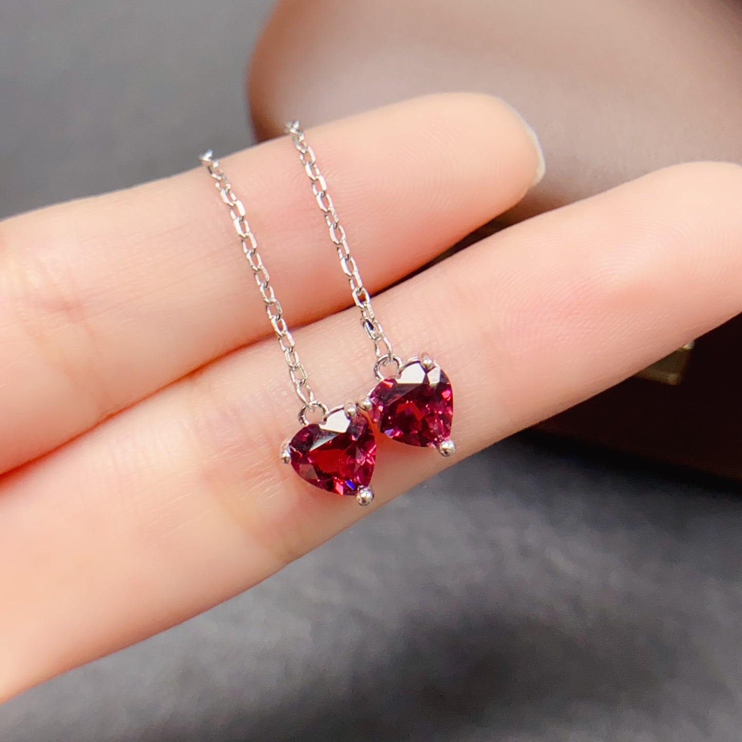 Natural Magnesite Garnet Earrings Ear Drop 6*6mm High Clarity Full Fire Bright Green S925 Silver Setting 2-in-1 Light Luxury Design Versatile Ins Style Gift