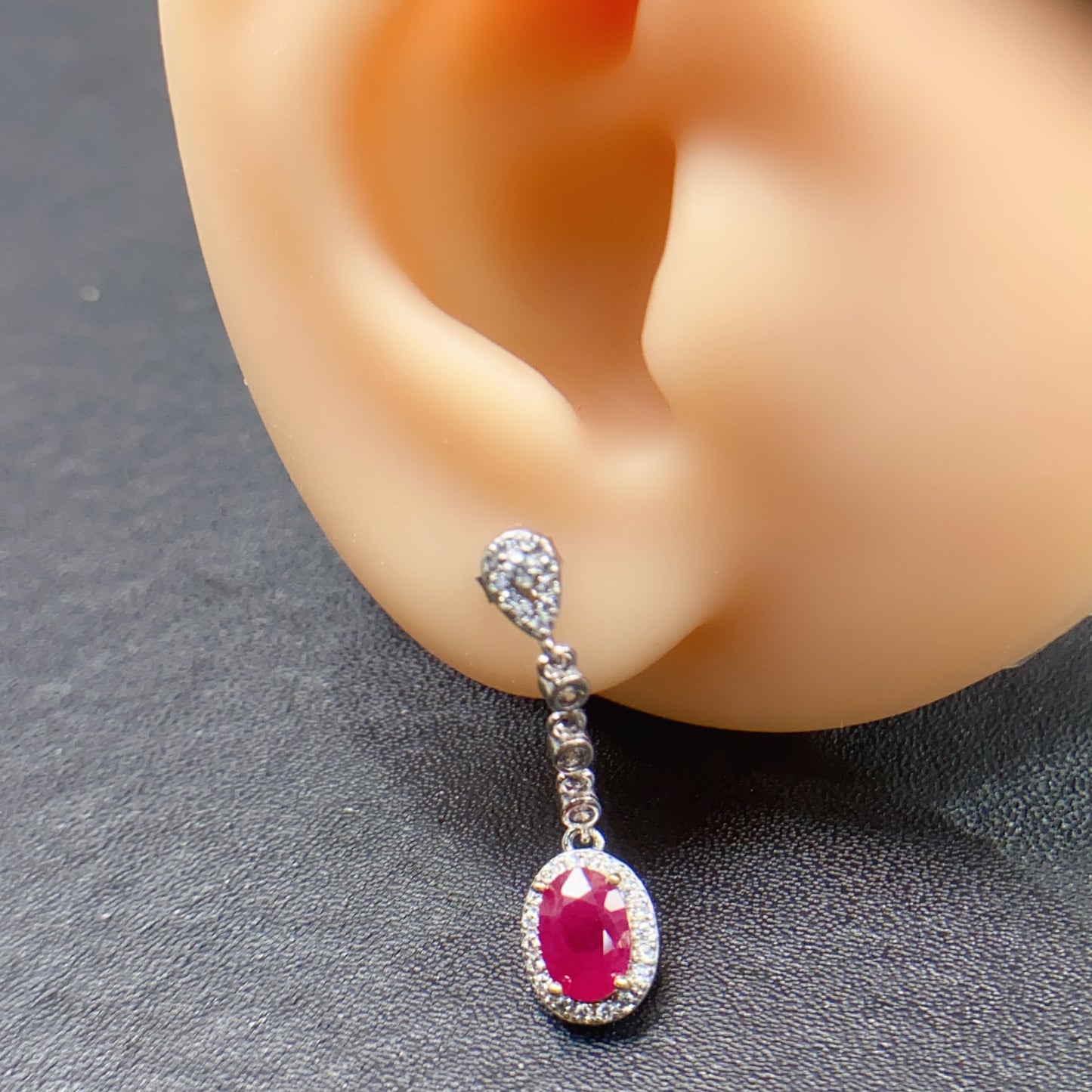 Natural Ruby Earrings Ear Hooks 5*7mm High Clarity Pigeon Blood Red Full Fire S925 Silver Setting Fashion 2-in-1 Light Luxury Versatile Ins Style Gift