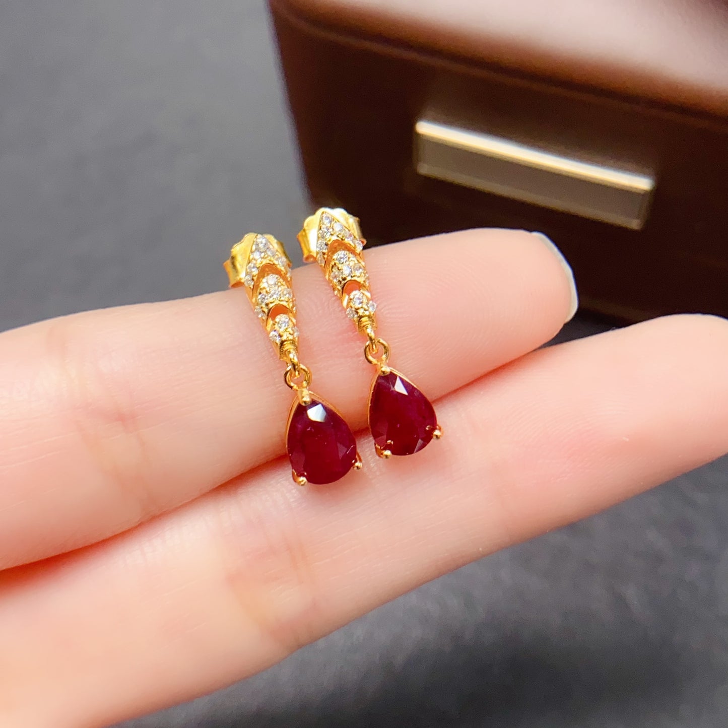 Natural Ruby Earrings Ear Hooks Ear Drops 5*7mm 3-in-1 Multifunctional High Clarity Pigeon Blood Red Full Fire S925 Silver Setting Light Luxury Versatile Ins Style Gift