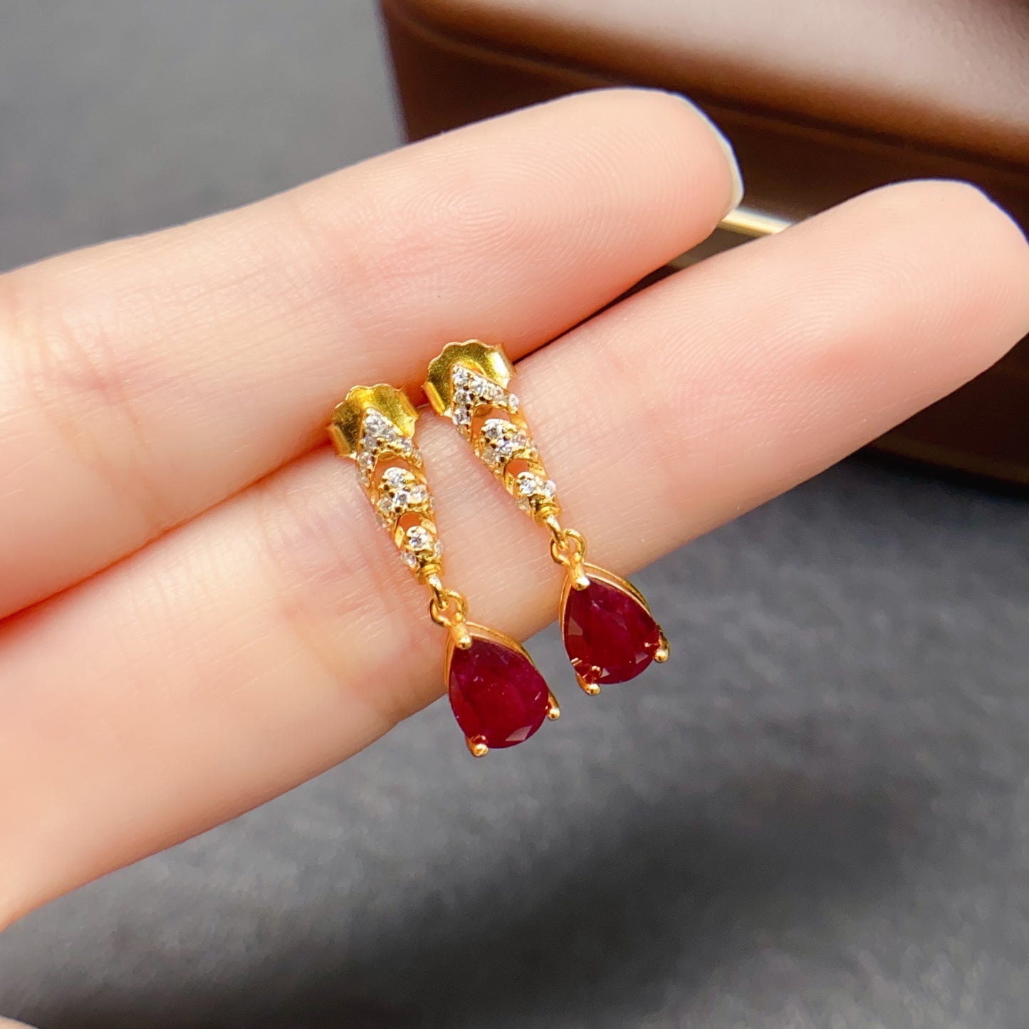 Natural Ruby Earrings Ear Hooks Ear Drops 5*7mm 3-in-1 Multifunctional High Clarity Pigeon Blood Red Full Fire S925 Silver Setting Light Luxury Versatile Ins Style Gift
