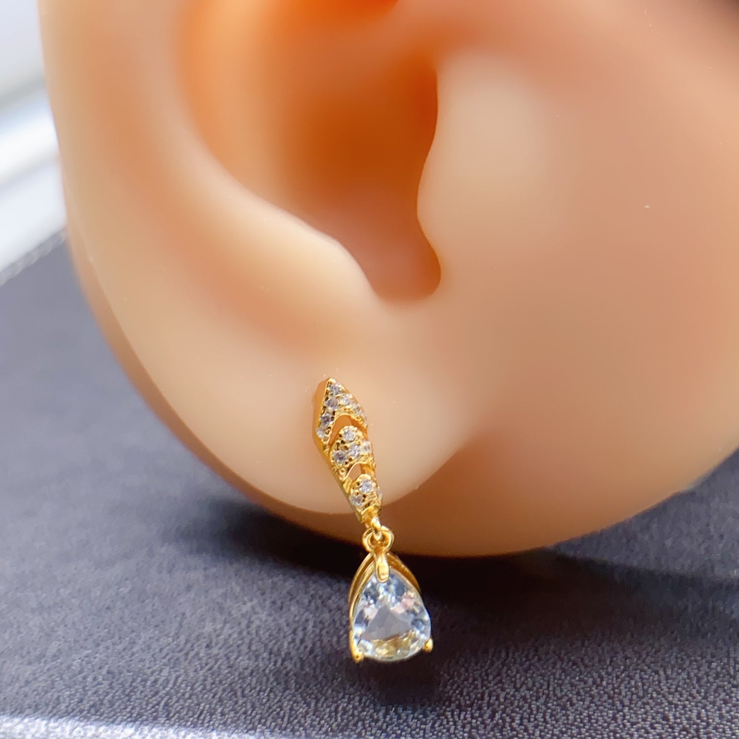 Natural Aquamarine Teardrop Earrings 5*7mm High Clarity Full Fire Fresh Ocean Blue S925 Silver Setting Simple Fashion Versatile Light Luxury Ins Style Gift