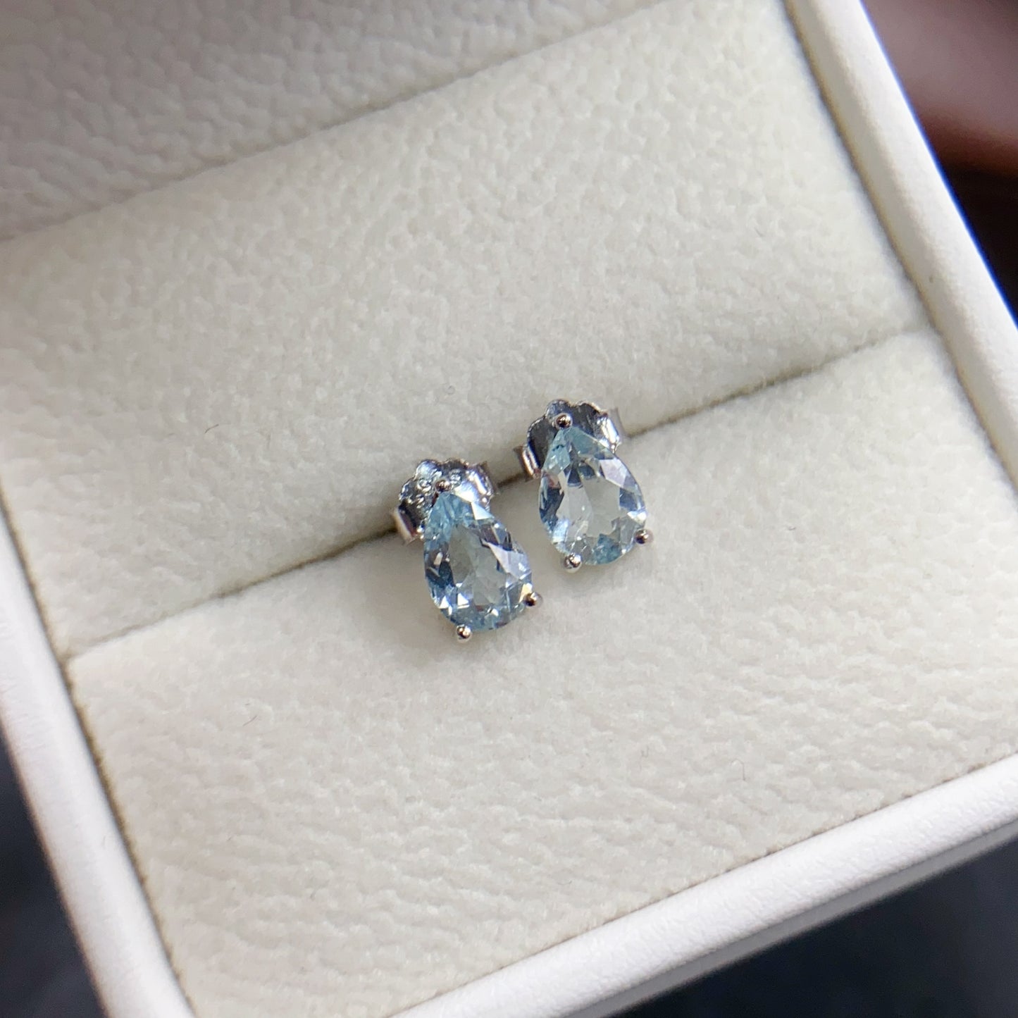 Natural Aquamarine Teardrop Earrings 5*7mm High Clarity Full Fire Fresh Ocean Blue S925 Silver Setting Simple Versatile Light Luxury Ins Style Gift