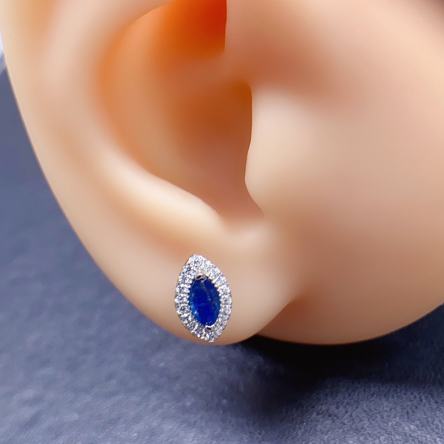 Natural Sapphire Earrings | Marquise Cut Trendy | High Quality Super Color | 925 Silver Exquisite Setting | 3*7mm Tiny & Cute | Designer Daily Jewelry For Women
