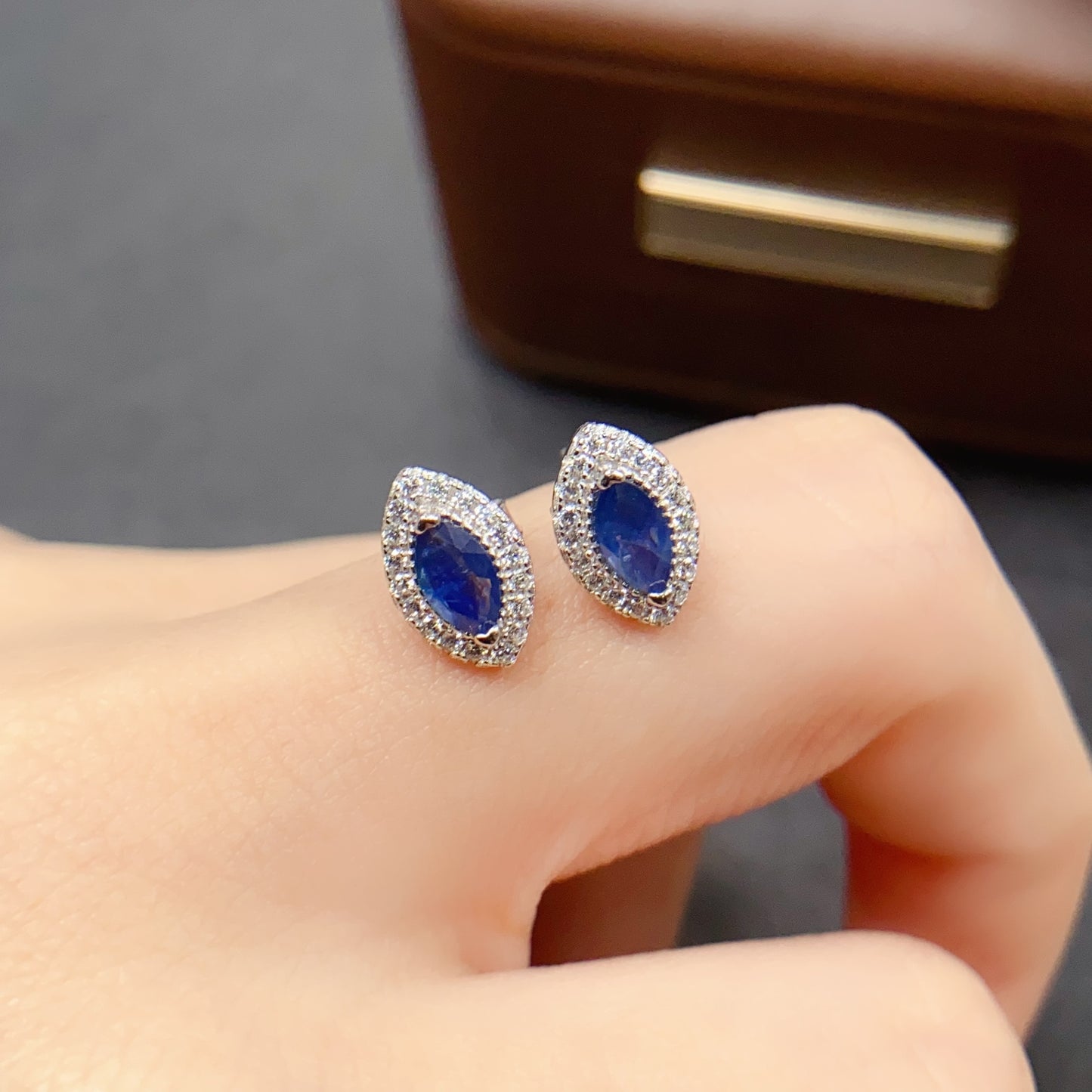 Natural Sapphire Earrings | Marquise Cut Trendy | High Quality Super Color | 925 Silver Exquisite Setting | 3*7mm Tiny & Cute | Designer Daily Jewelry For Women