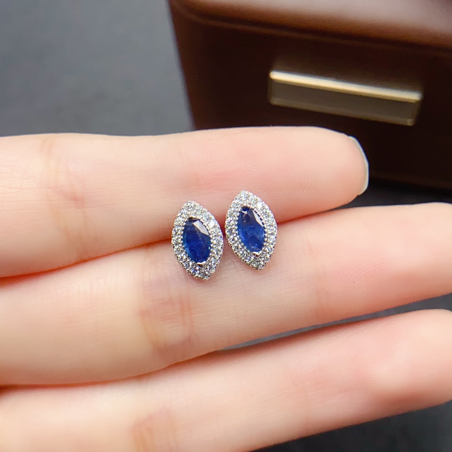 Natural Sapphire Earrings | Marquise Cut Trendy | High Quality Super Color | 925 Silver Exquisite Setting | 3*7mm Tiny & Cute | Designer Daily Jewelry For Women
