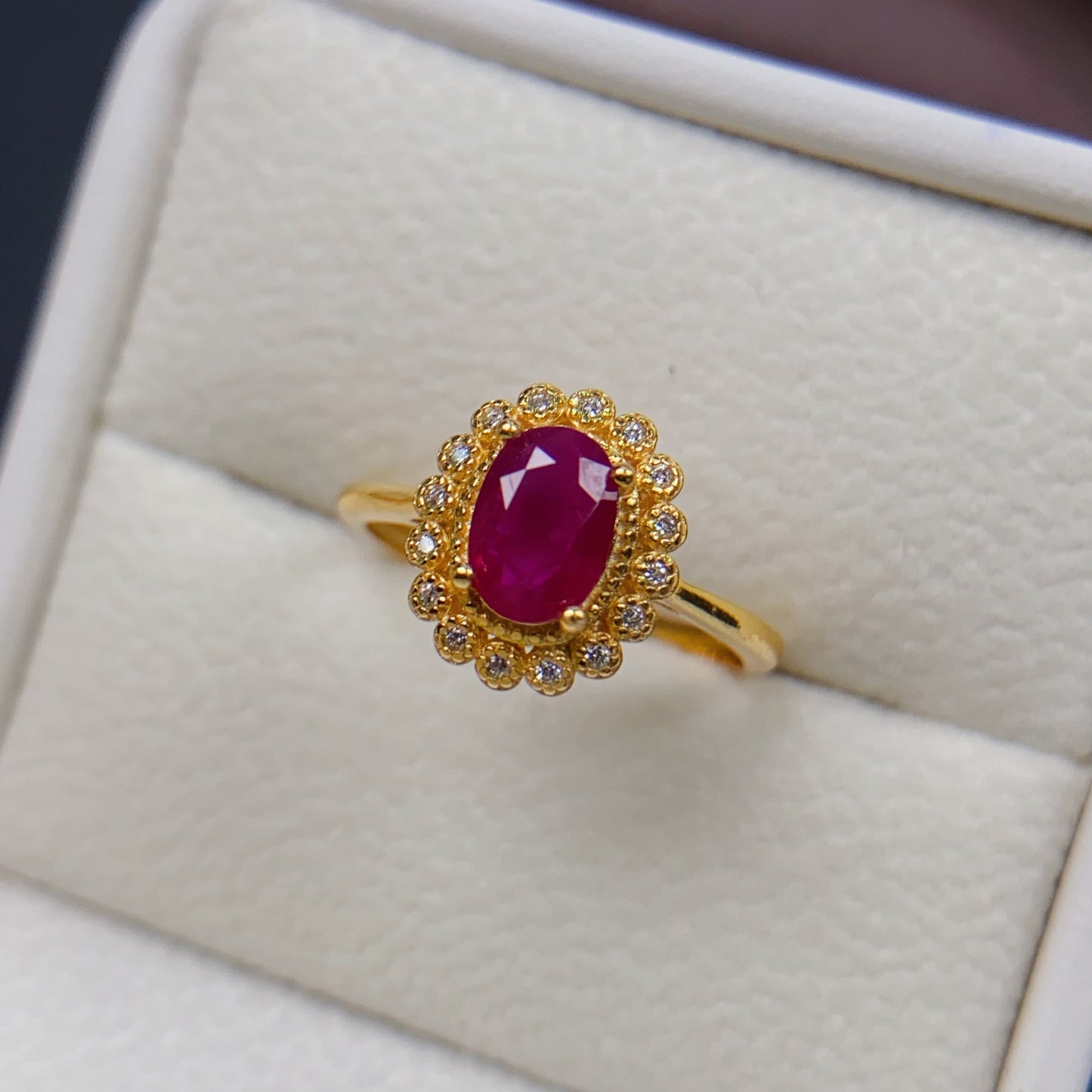 Natural Ruby Ring | Adjustable Open Design | Gold Plated Trendy Style | High Quality Super Color | 925 Silver Exquisite Setting | 5*7mm Stackable | Minimalist Birthday Gift For Women
