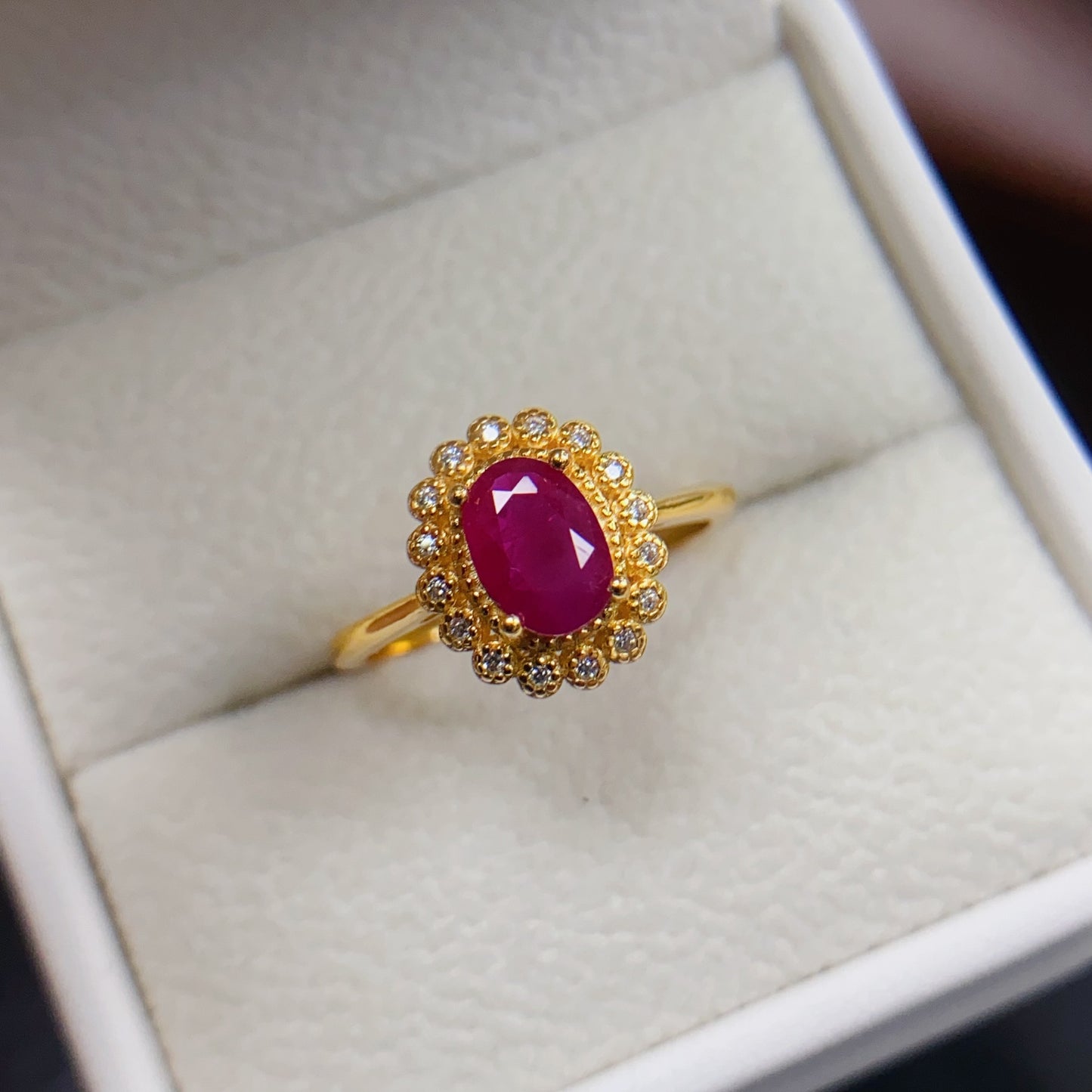 Natural Ruby Ring | Adjustable Open Design | Gold Plated Trendy Style | High Quality Super Color | 925 Silver Exquisite Setting | 5*7mm Stackable | Minimalist Birthday Gift For Women