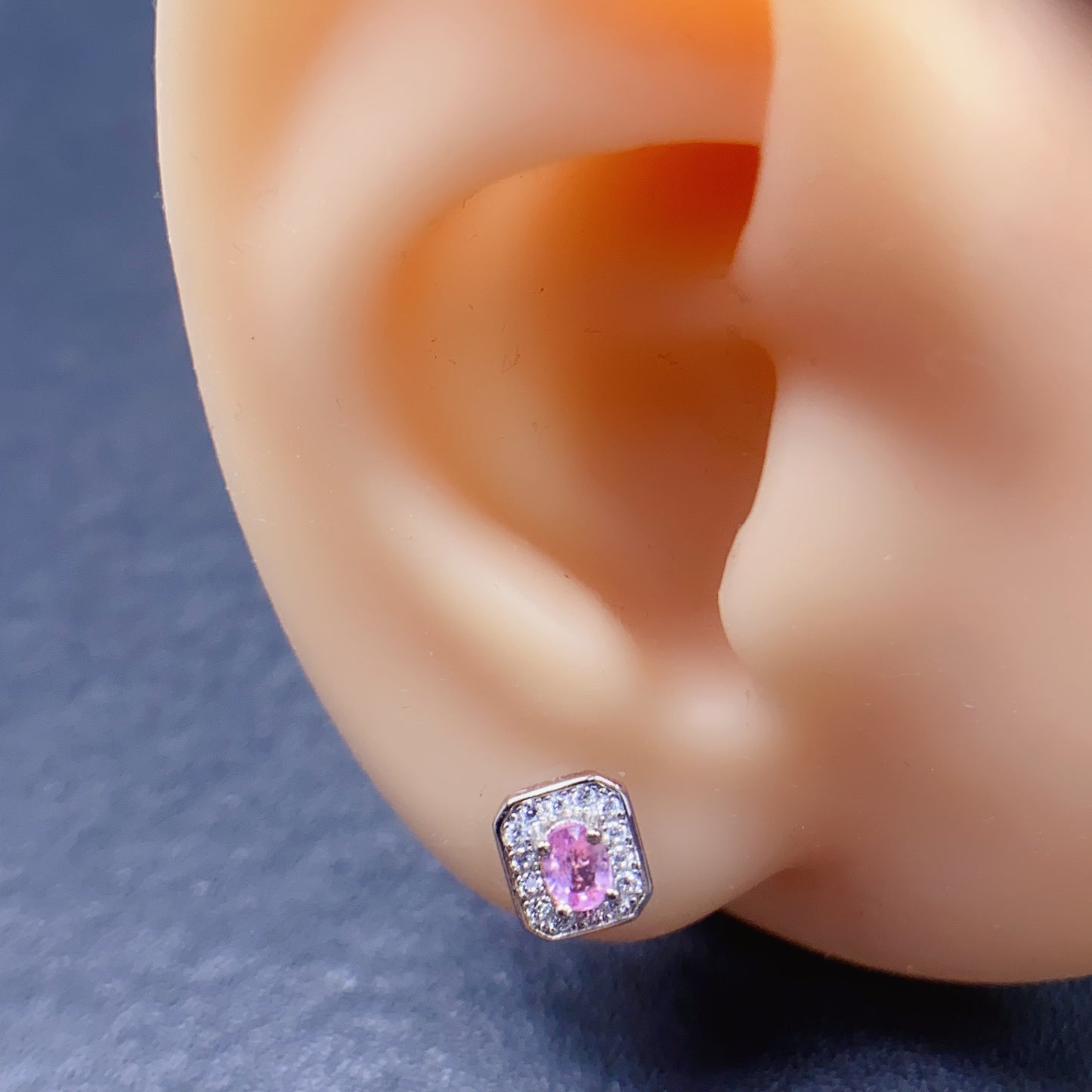 Natural Pink Sapphire Earrings | Princess Cut Light Luxury | Cherry Blossom Super Color | High Quality Sparkle | 925 Silver Exquisite Setting | 3*4mm Delicate Daily | Feminine Gift Jewelry