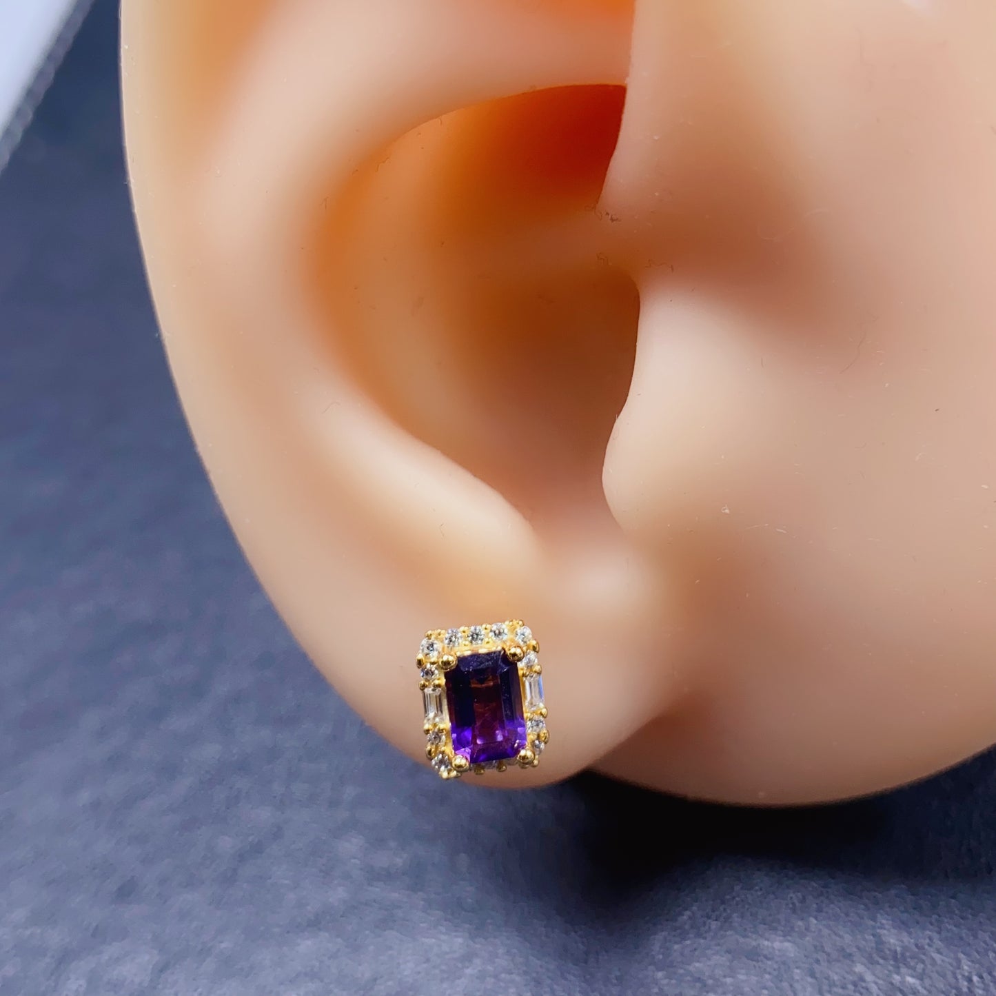 Natural Amethyst Earrings | Square Cut Fashion Style | Super Rich Purple Color | High Quality Sparkle | 925 Silver Exquisite Setting | 4*6mm Light Luxury Daily | Designer Elegant Jewelry For Women
