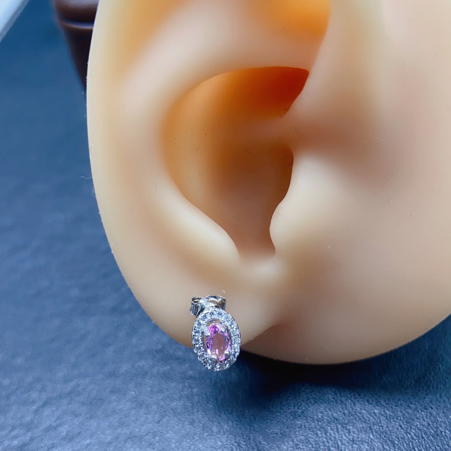 Natural Pink Sapphire Earrings | Oval Classic Style | Cherry Blossom Super Color | High Quality Sparkle | 925 Silver Exquisite Setting | 3*5mm Delicate & Flattering | Feminine Luxe Earrings