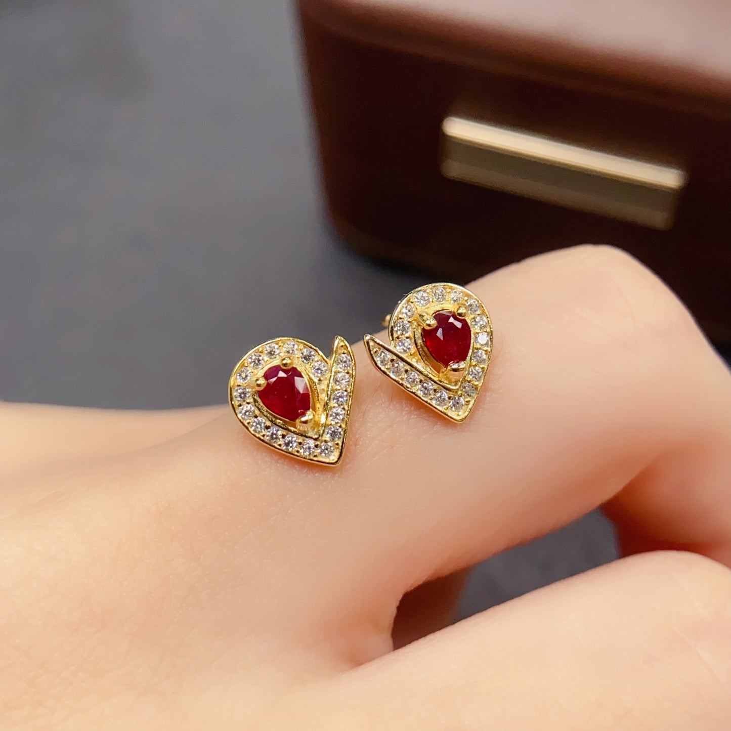 Natural Ruby Earrings, Irregular Design, High Quality, 925 Silver, Unique Gift for Her