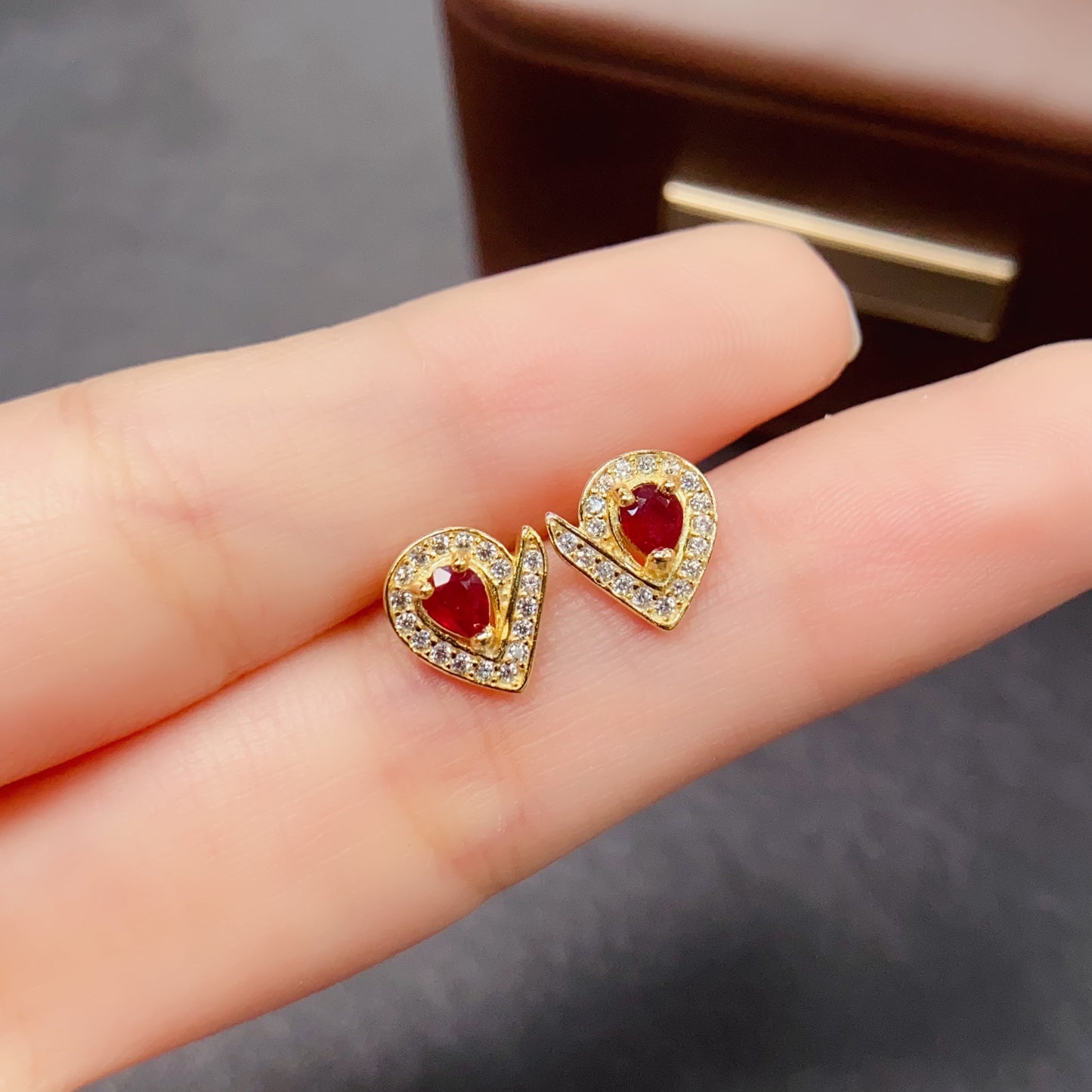 Natural Ruby Earrings, Irregular Design, High Quality, 925 Silver, Unique Gift for Her