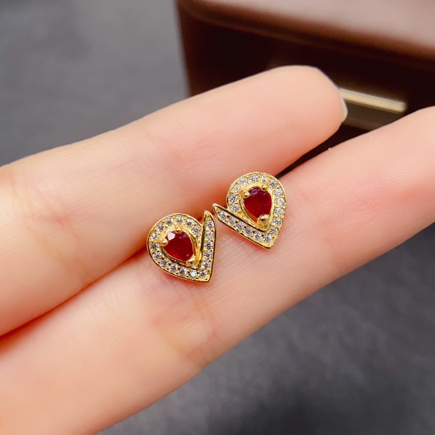 Natural Ruby Earrings, Irregular Design, High Quality, 925 Silver, Unique Gift for Her