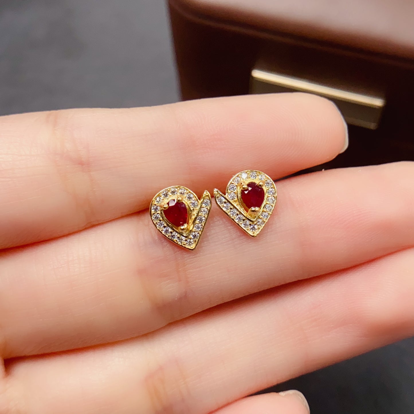 Natural Ruby Earrings, Irregular Design, High Quality, 925 Silver, Unique Gift for Her