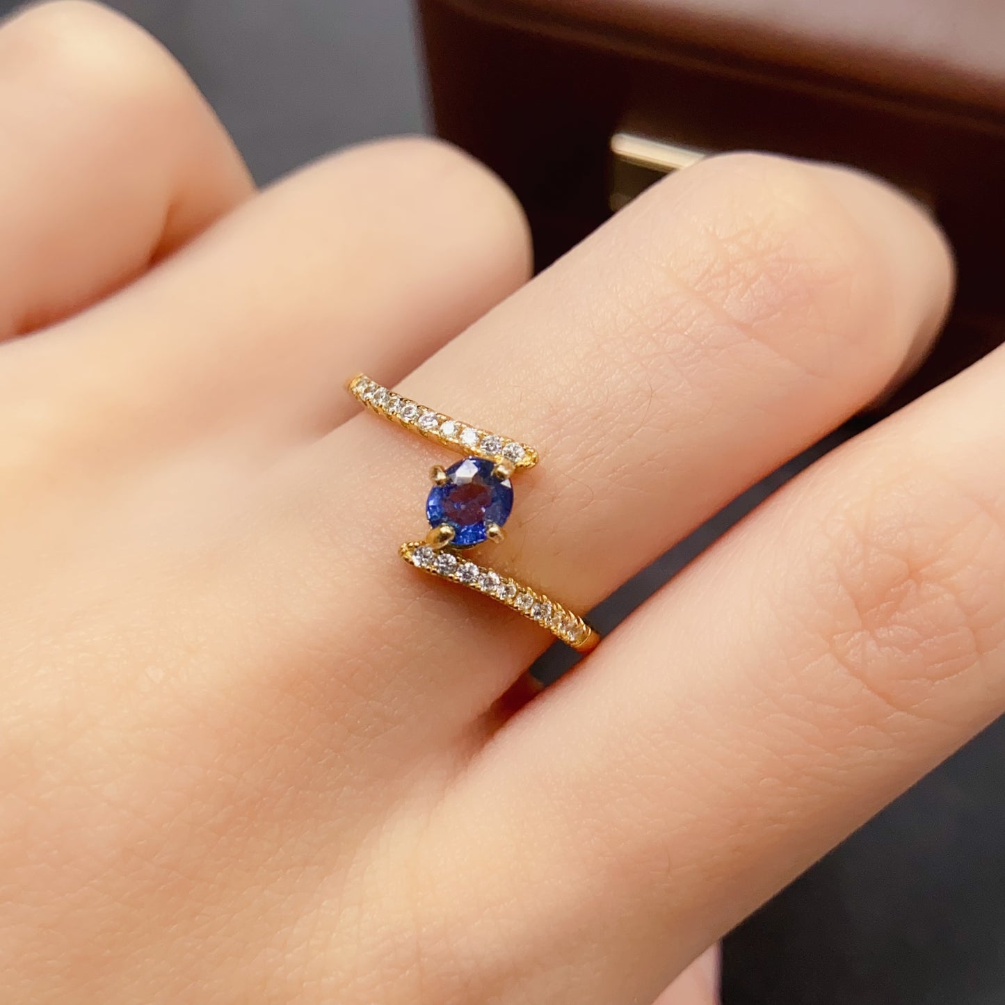 Natural Sapphire Ring, Adjustable, Royal Blue✨925 Silver, Minimalist Gift for Her