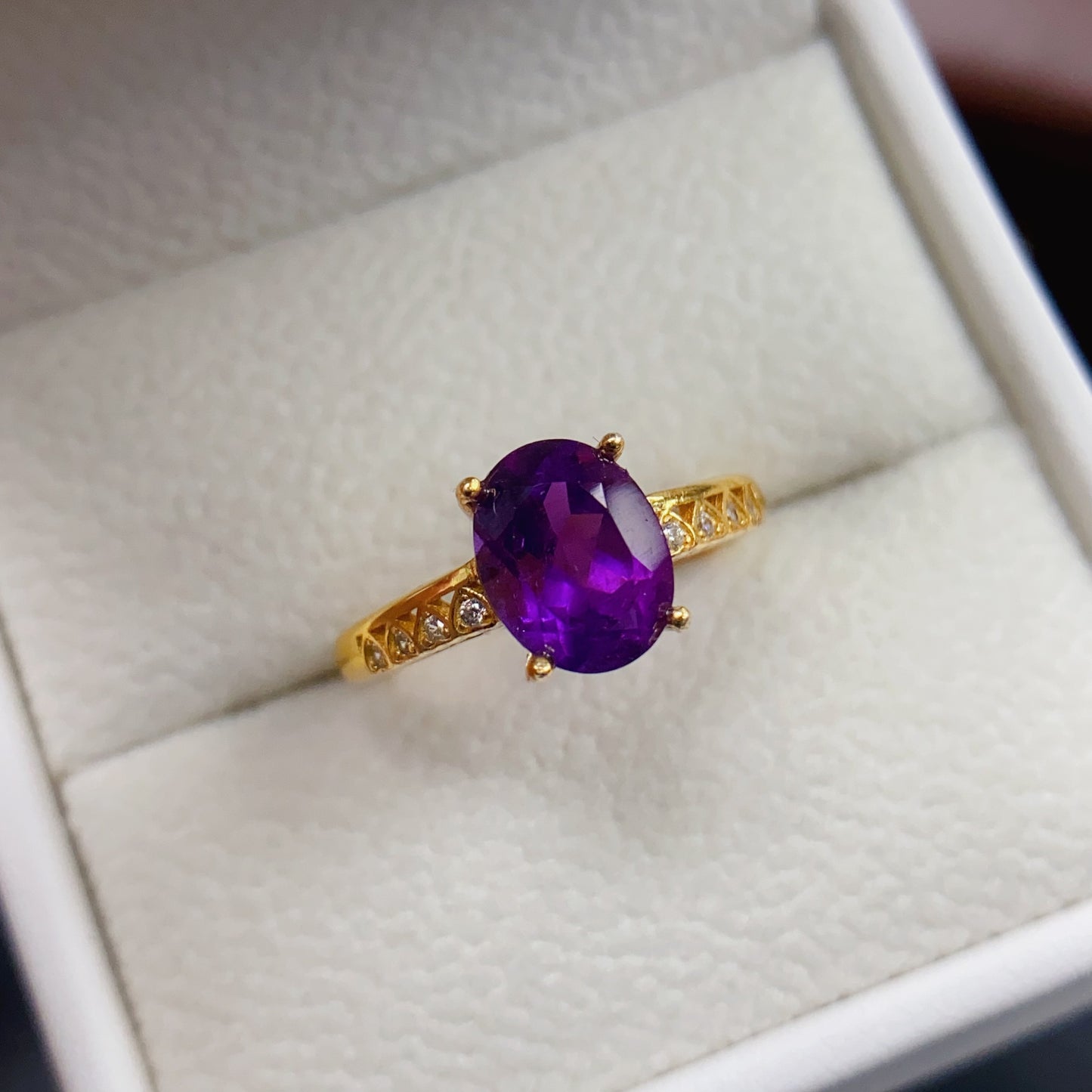 Natural Amethyst Ring 925 Silver Oval 7x9mm High Quality Fine Craftsmanship Adjustable Open Fashion Jewelry Gift