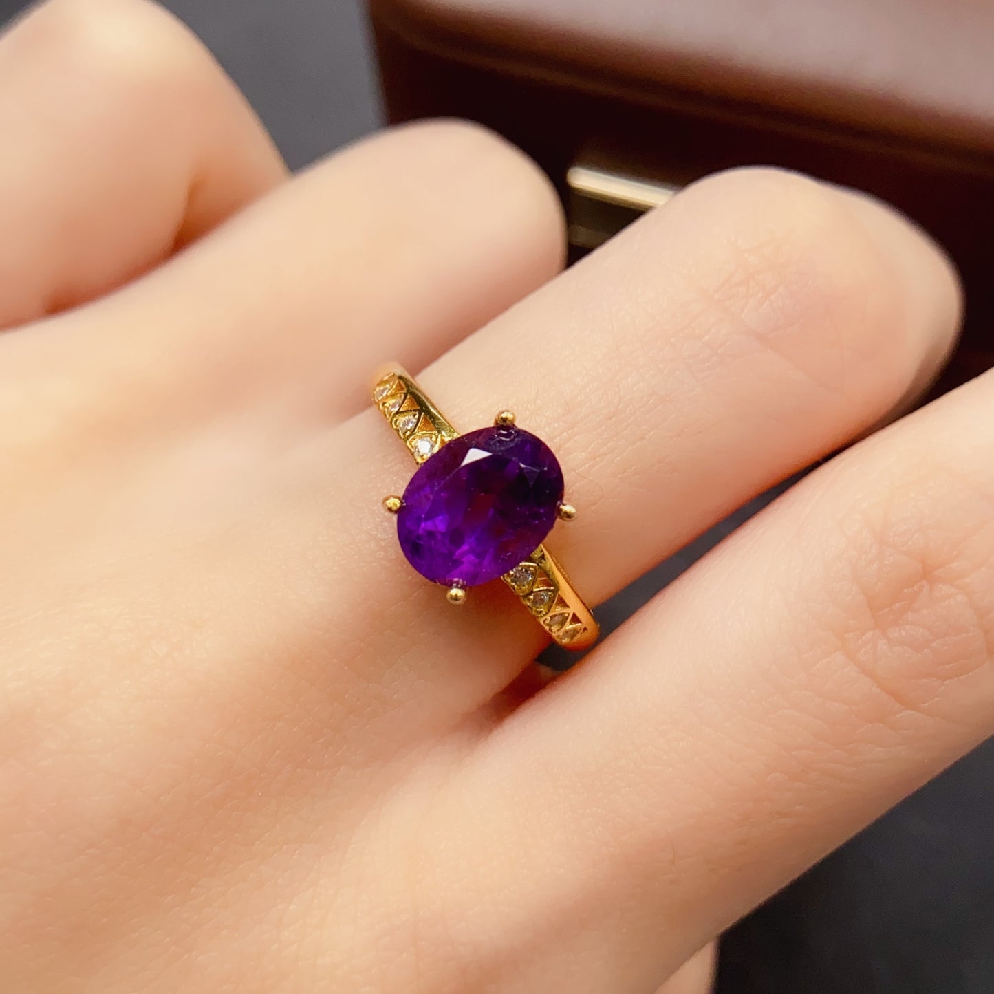 Natural Amethyst Ring 925 Silver Oval 7x9mm High Quality Fine Craftsmanship Adjustable Open Fashion Jewelry Gift