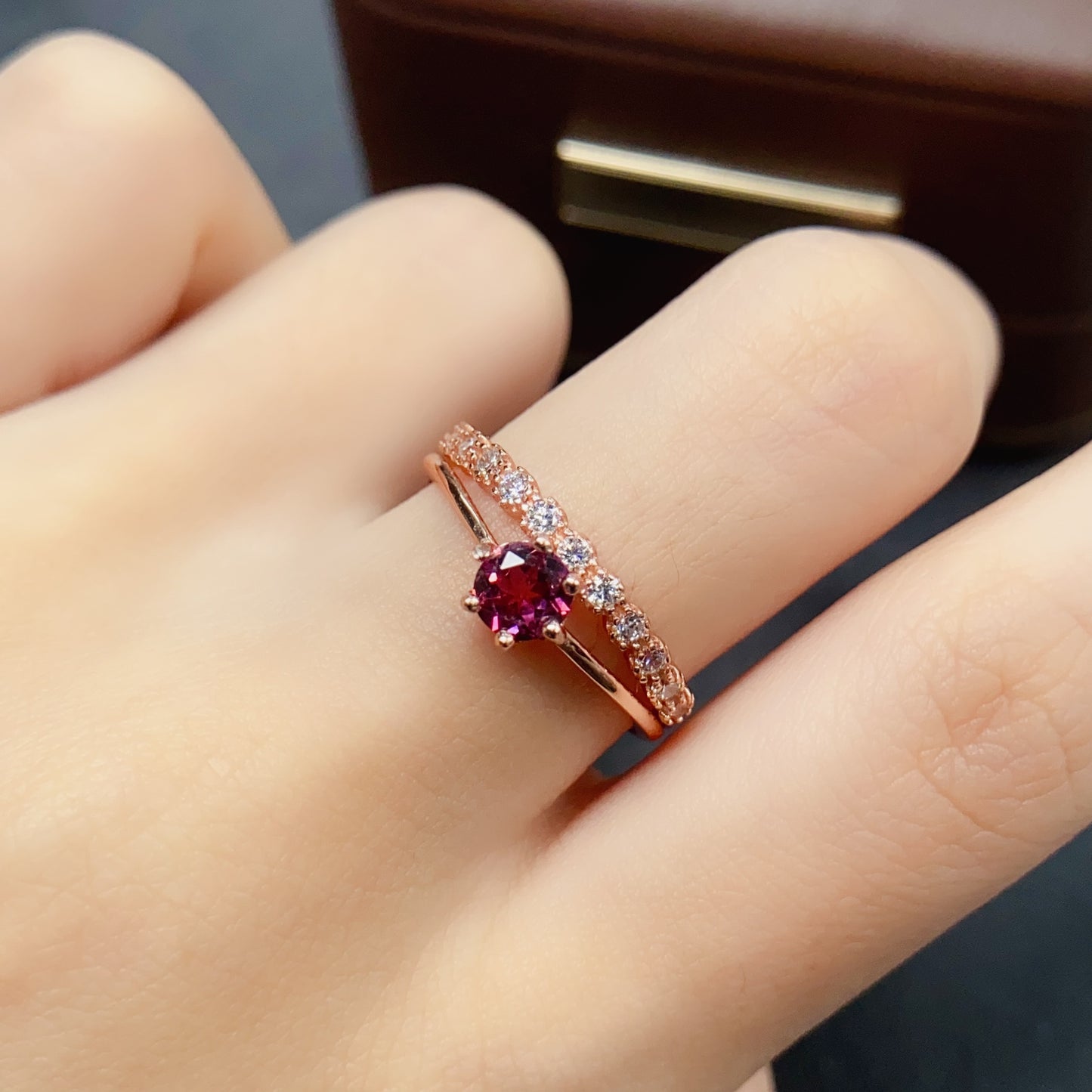 Natural Pyrope Garnet Ring | 5x5mm Round | 925 Silver | Fine Craftsmanship | Adjustable Open | Rare Gemstone | January Birthstone | Minimalist Gift
