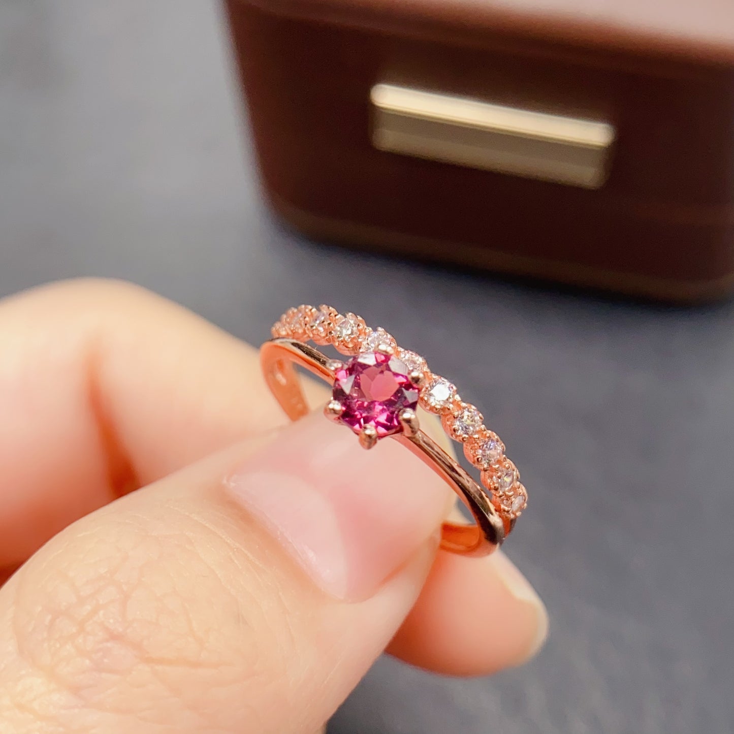 Natural Pyrope Garnet Ring | 5x5mm Round | 925 Silver | Fine Craftsmanship | Adjustable Open | Rare Gemstone | January Birthstone | Minimalist Gift