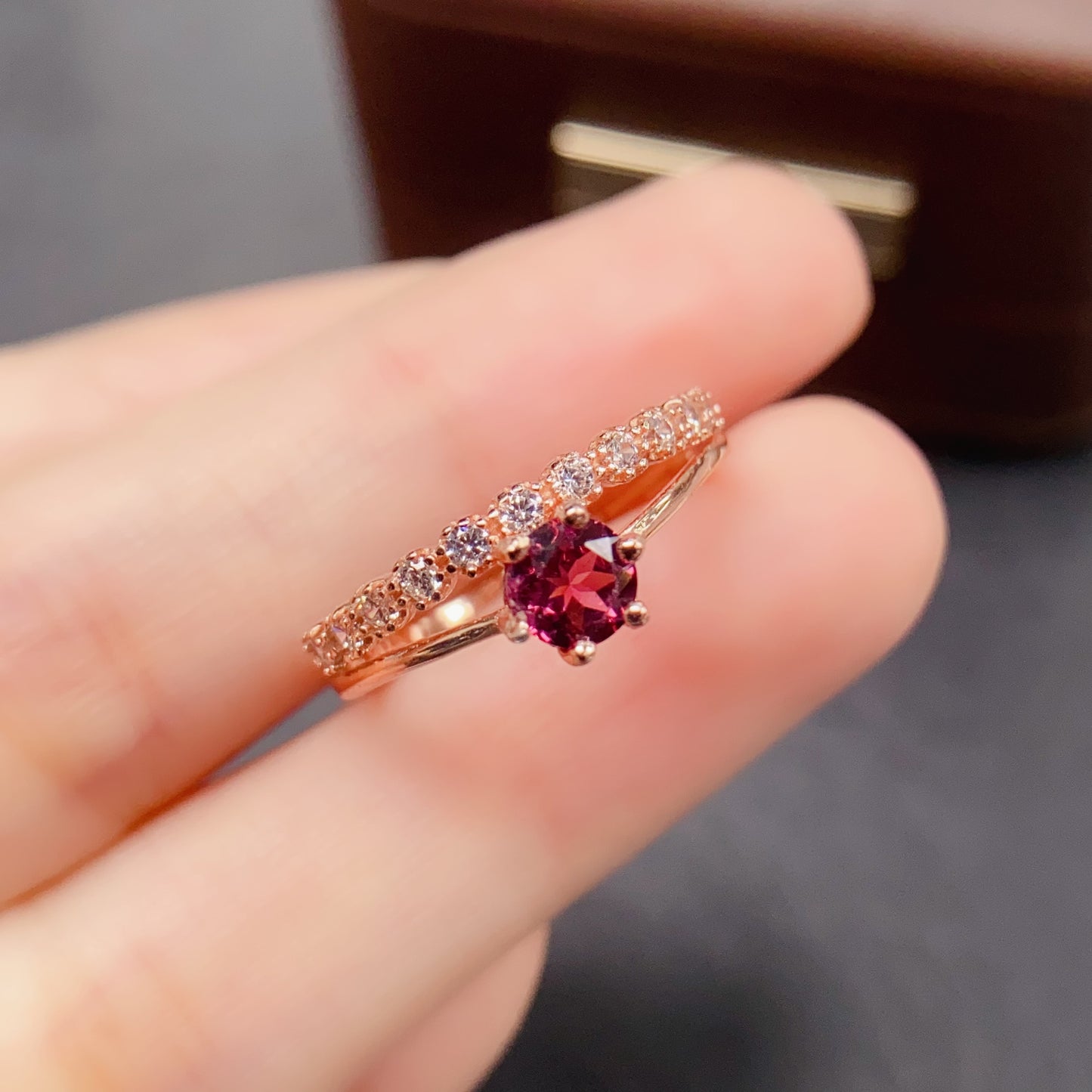 Natural Pyrope Garnet Ring | 5x5mm Round | 925 Silver | Fine Craftsmanship | Adjustable Open | Rare Gemstone | January Birthstone | Minimalist Gift