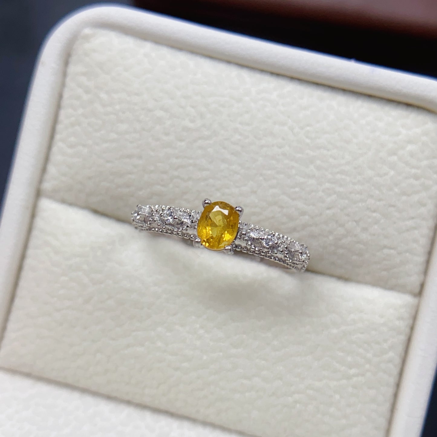Natural Yellow Sapphire Ring | 4x5mm Oval | 925 Silver | Fine Craftsmanship | Adjustable Open | Minimalist Fashion | September Birthstone | Dainty Gift