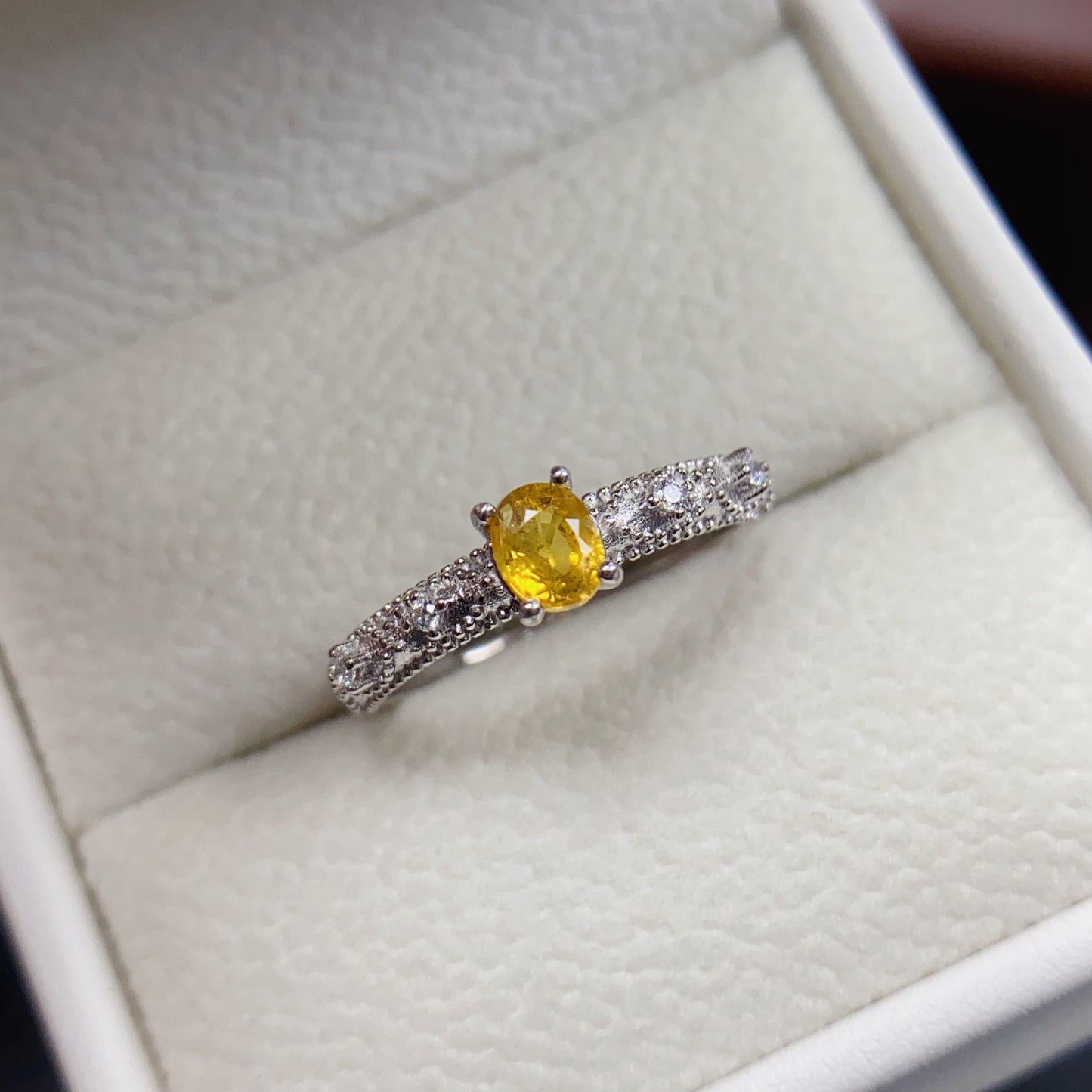 Natural Yellow Sapphire Ring | 4x5mm Oval | 925 Silver | Fine Craftsmanship | Adjustable Open | Minimalist Fashion | September Birthstone | Dainty Gift