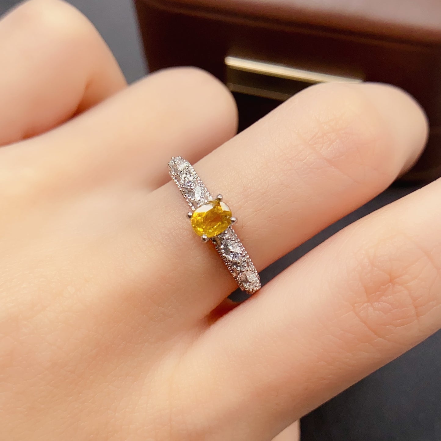 Natural Yellow Sapphire Ring | 4x5mm Oval | 925 Silver | Fine Craftsmanship | Adjustable Open | Minimalist Fashion | September Birthstone | Dainty Gift