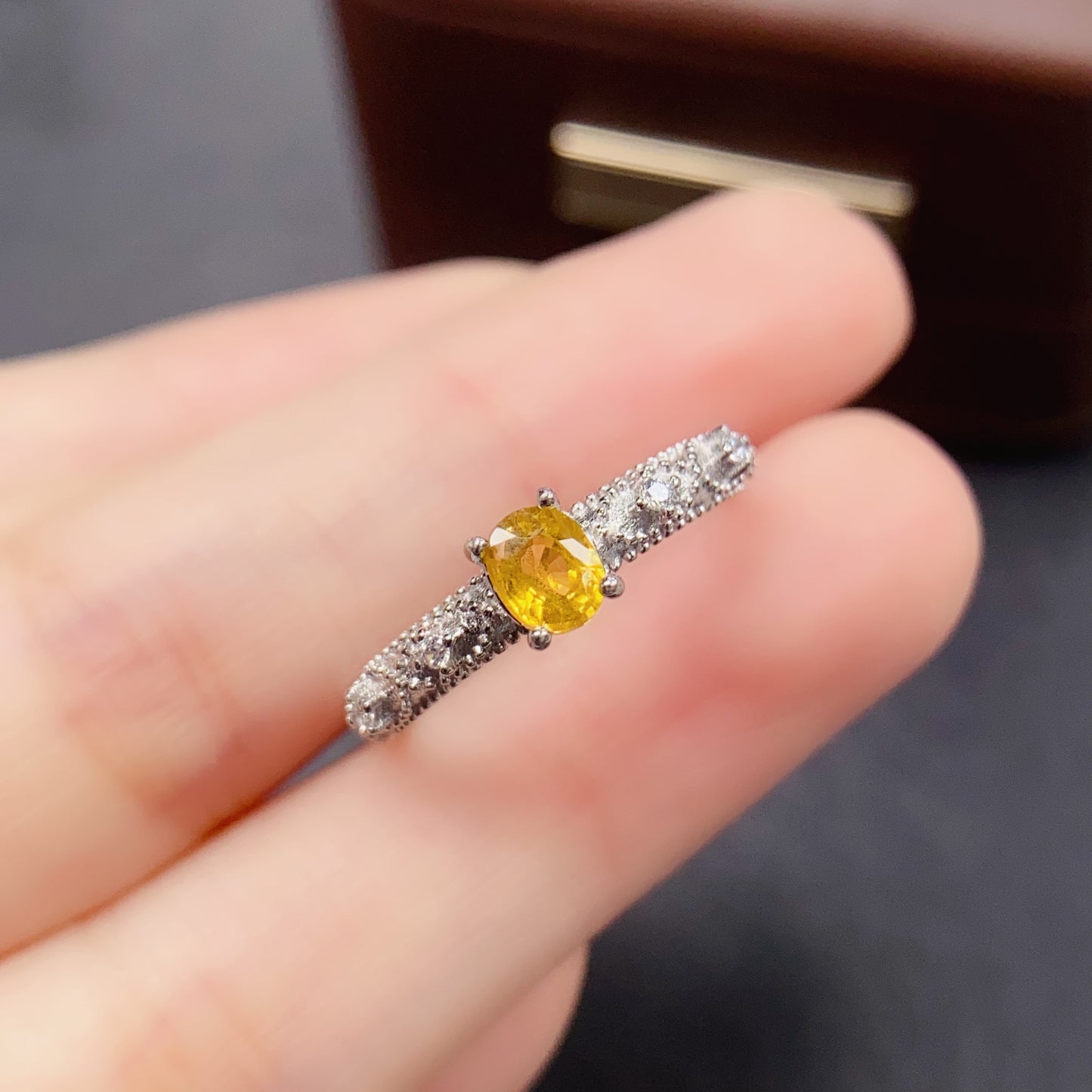 Natural Yellow Sapphire Ring | 4x5mm Oval | 925 Silver | Fine Craftsmanship | Adjustable Open | Minimalist Fashion | September Birthstone | Dainty Gift