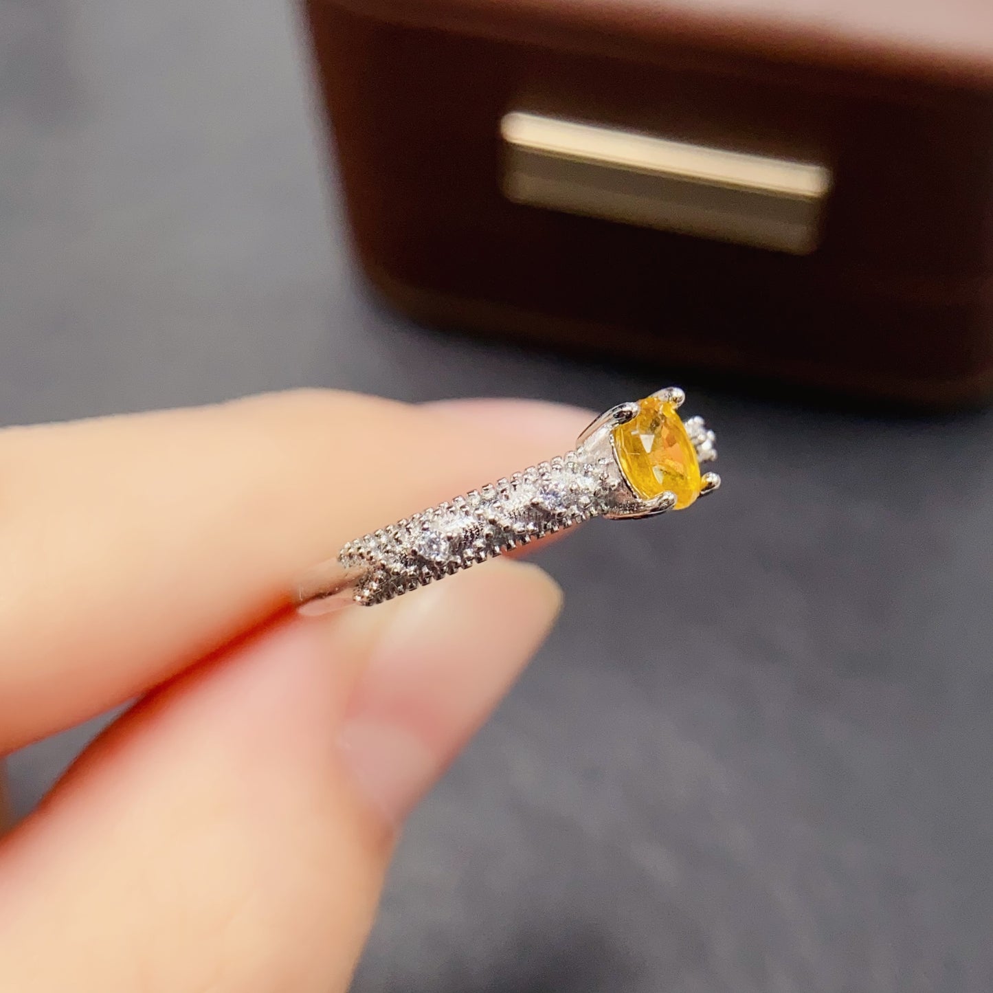 Natural Yellow Sapphire Ring | 4x5mm Oval | 925 Silver | Fine Craftsmanship | Adjustable Open | Minimalist Fashion | September Birthstone | Dainty Gift