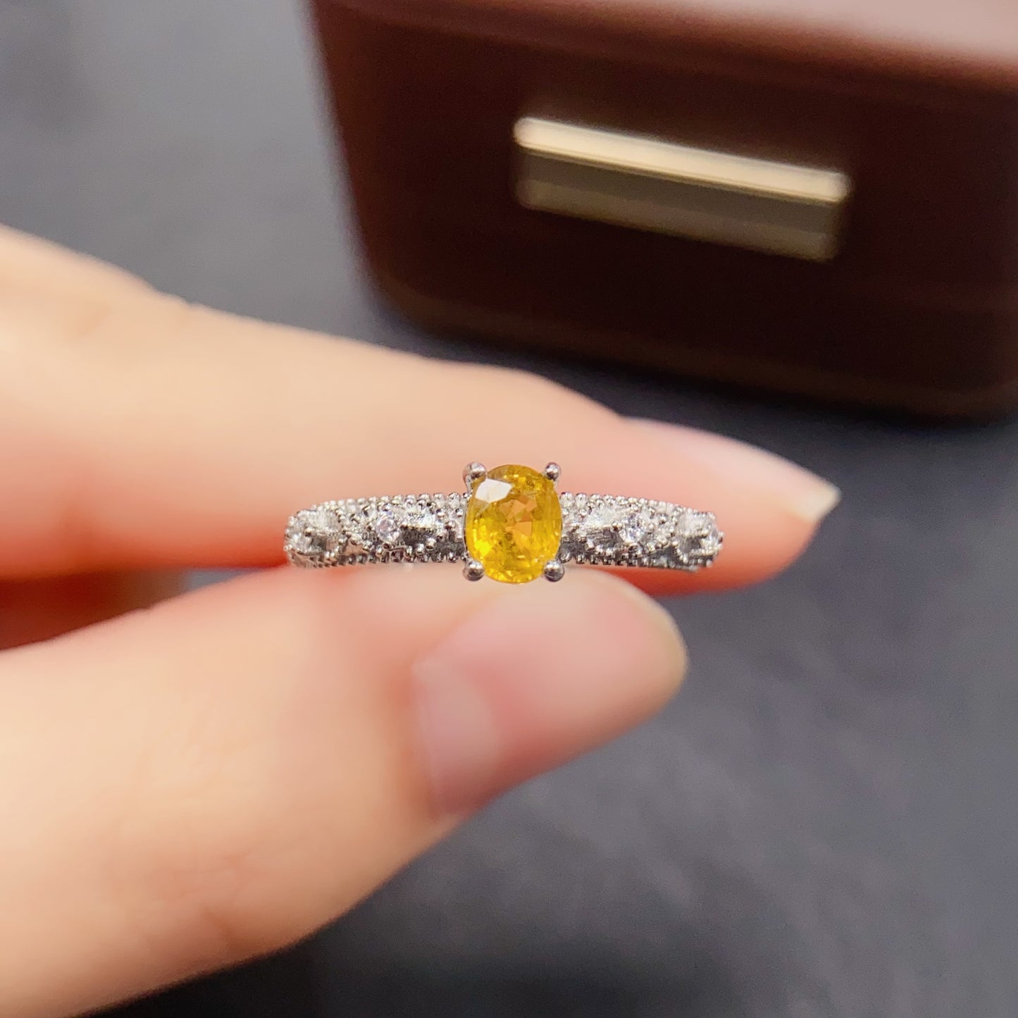 Natural Yellow Sapphire Ring | 4x5mm Oval | 925 Silver | Fine Craftsmanship | Adjustable Open | Minimalist Fashion | September Birthstone | Dainty Gift