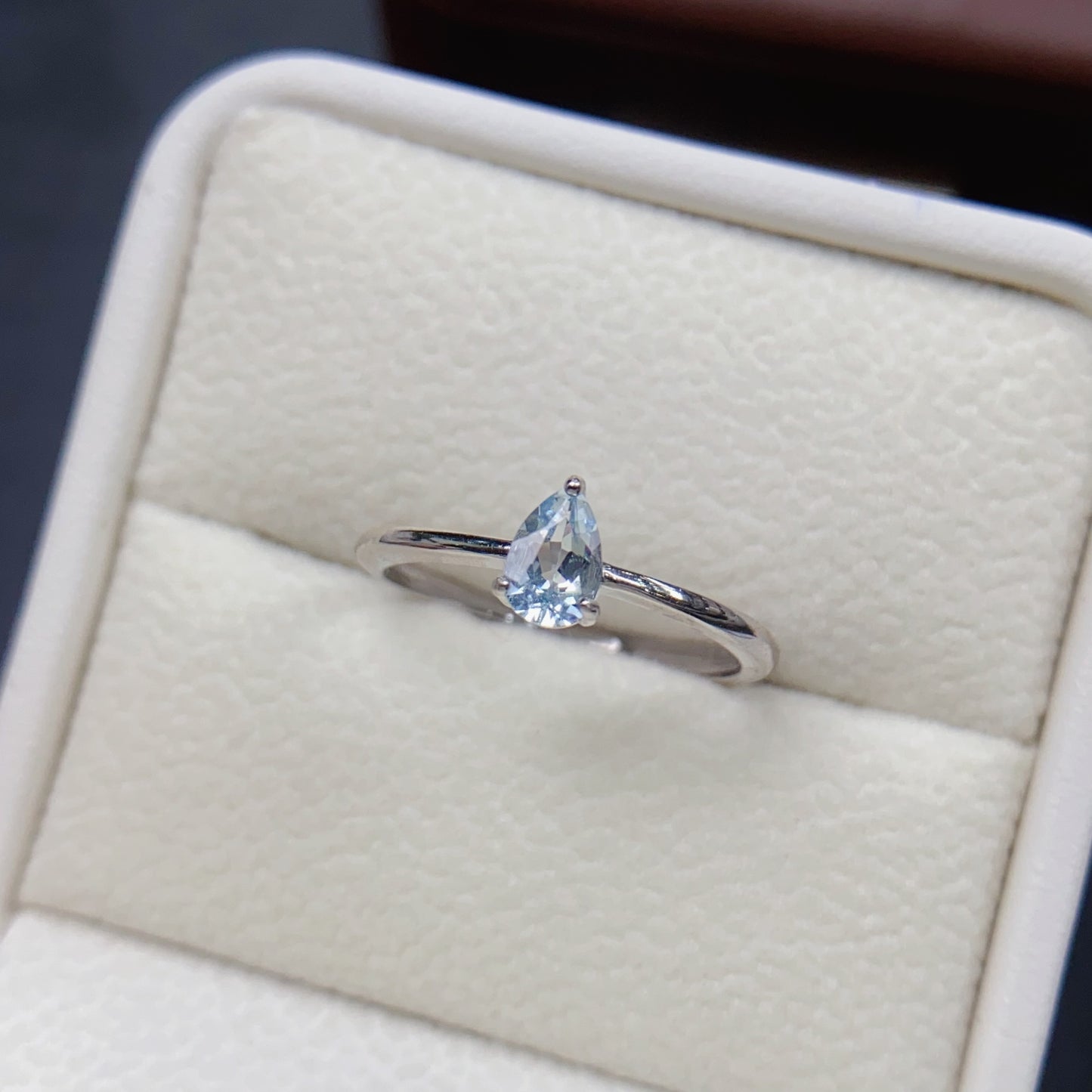 Natural Aquamarine Ring | Emerald Cut Square 4x6mm | 925 Silver | Fine Craftsmanship | Adjustable Open | Minimalist Style | March Birthstone | Dainty Gift