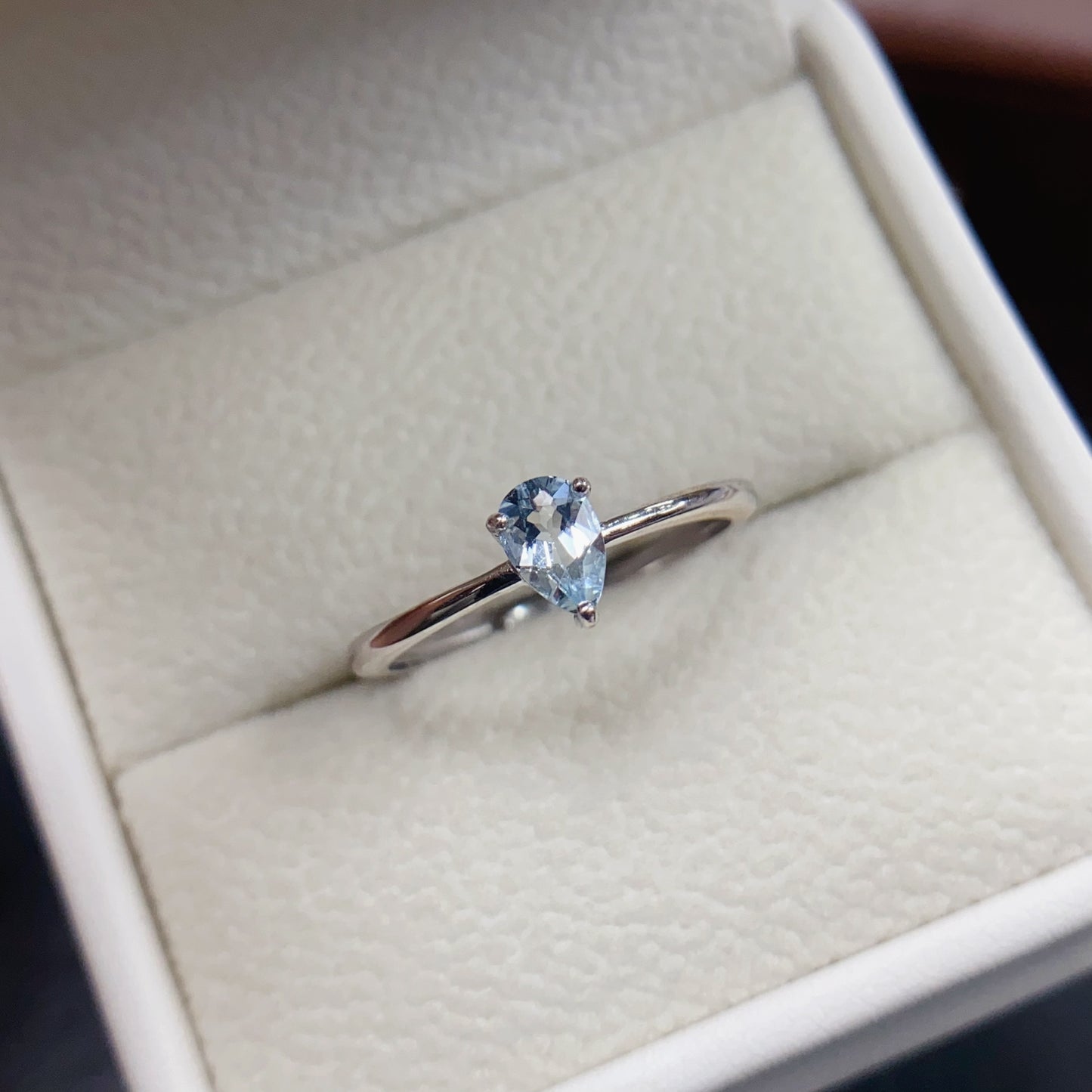 Natural Aquamarine Ring | Emerald Cut Square 4x6mm | 925 Silver | Fine Craftsmanship | Adjustable Open | Minimalist Style | March Birthstone | Dainty Gift
