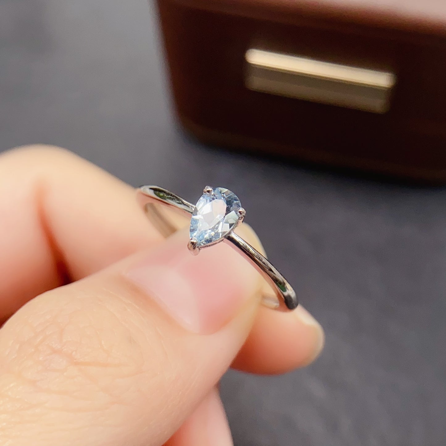Natural Aquamarine Ring | Emerald Cut Square 4x6mm | 925 Silver | Fine Craftsmanship | Adjustable Open | Minimalist Style | March Birthstone | Dainty Gift