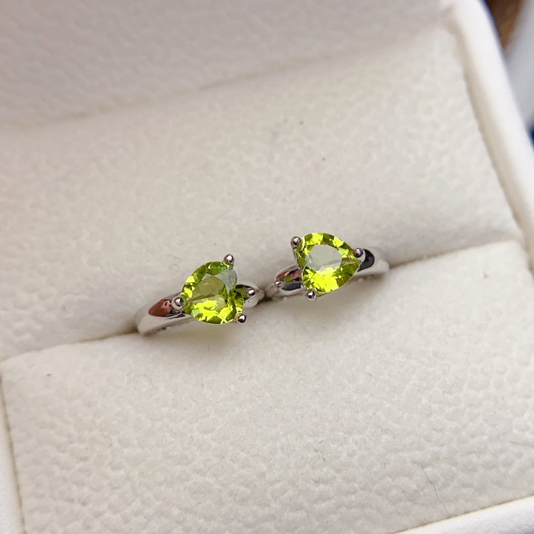 Natural Peridot Earrings Studs & Cuffs 5x5mm VVS Clarity Fire Flash 925 Silver Fine Jewelry For Women