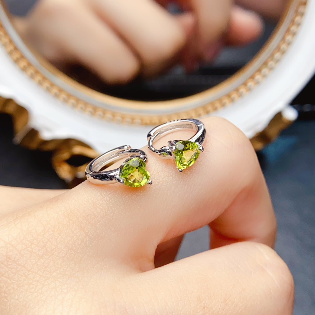 Natural Peridot Earrings Studs & Cuffs 5x5mm VVS Clarity Fire Flash 925 Silver Fine Jewelry For Women