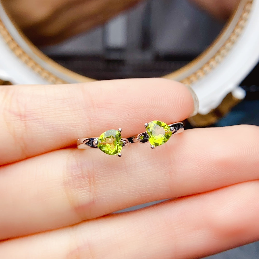Natural Peridot Earrings Studs & Cuffs 5x5mm VVS Clarity Fire Flash 925 Silver Fine Jewelry For Women